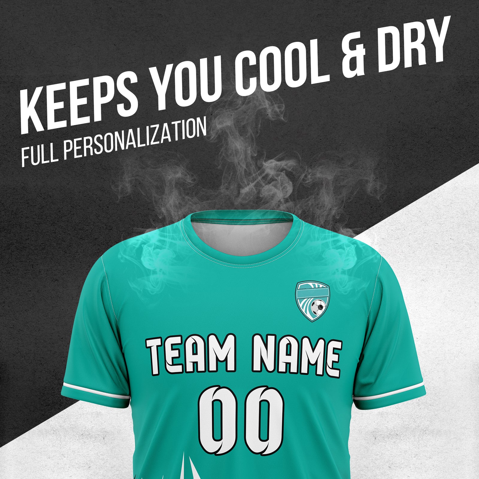 Custom Spark Strike R Side Pattern Soccer Teal Sport Tops Jersey