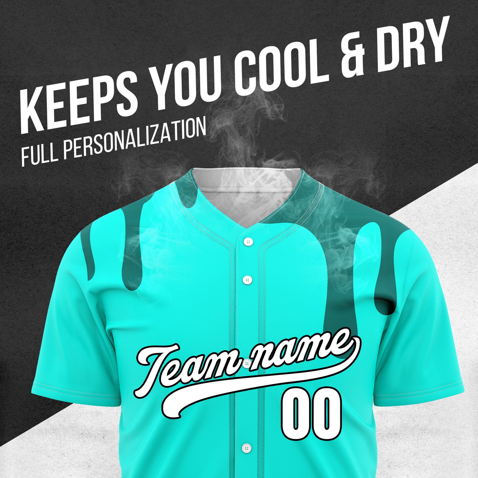 Custom Ink Dripline Aqua Sports Jersey Personalized Uniform with Name & Number