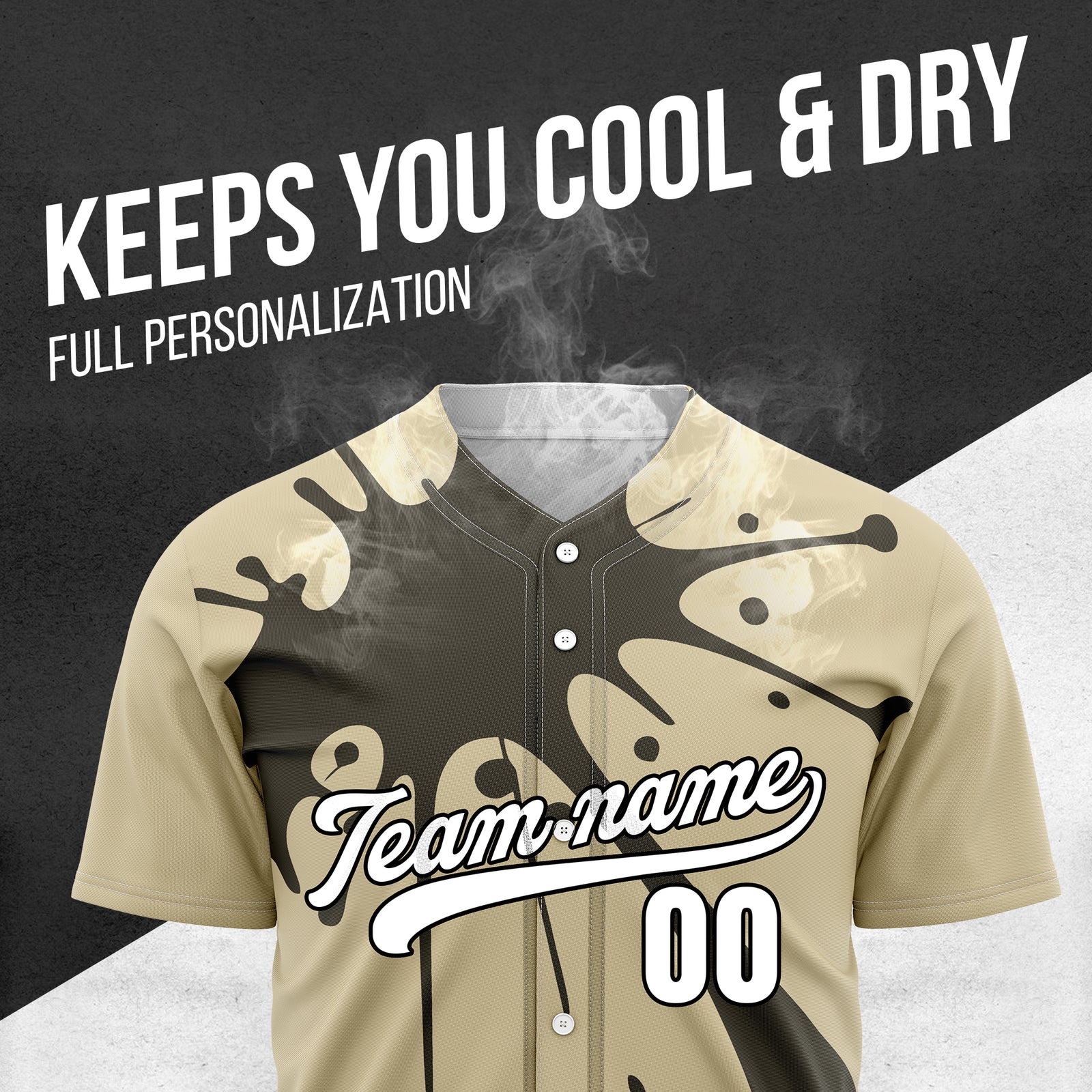 Custom Paint Burst Khaki Sports Jersey Personalized Uniform with Name & Number