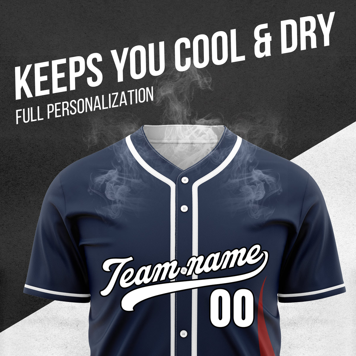Custom Fire Pulse Navy Baseball Sports Jersey Personalized Uniform with Name & Number
