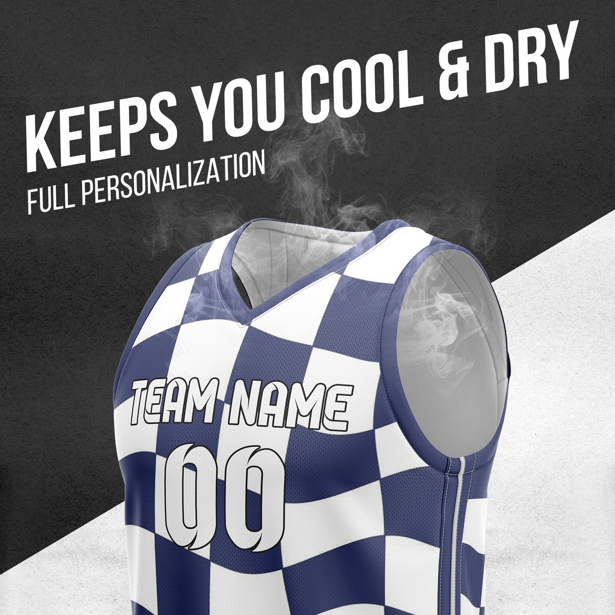 Custom Elite Check Navy Printed Uniform Basketball Jersey
