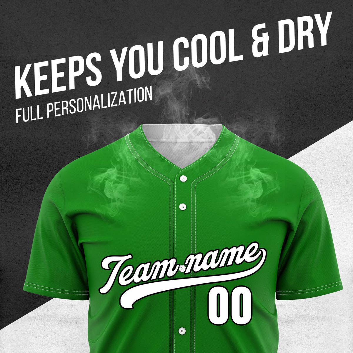 Custom Wave Green Baseball Sports Jersey Personalized Uniform with Name & Number