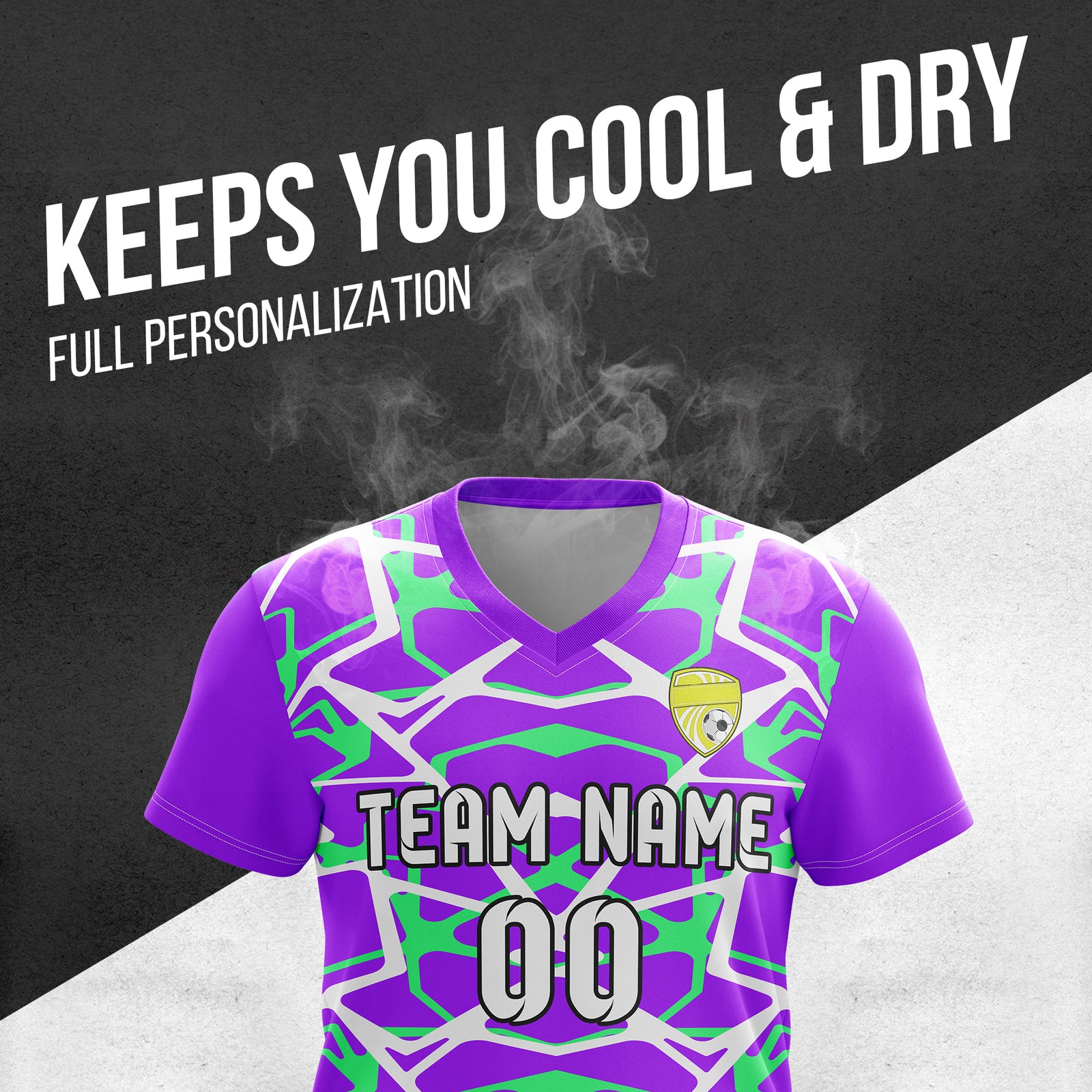 Custom Wild Pulse V-Full Pattern Purple Soccer sport Tops Jersey