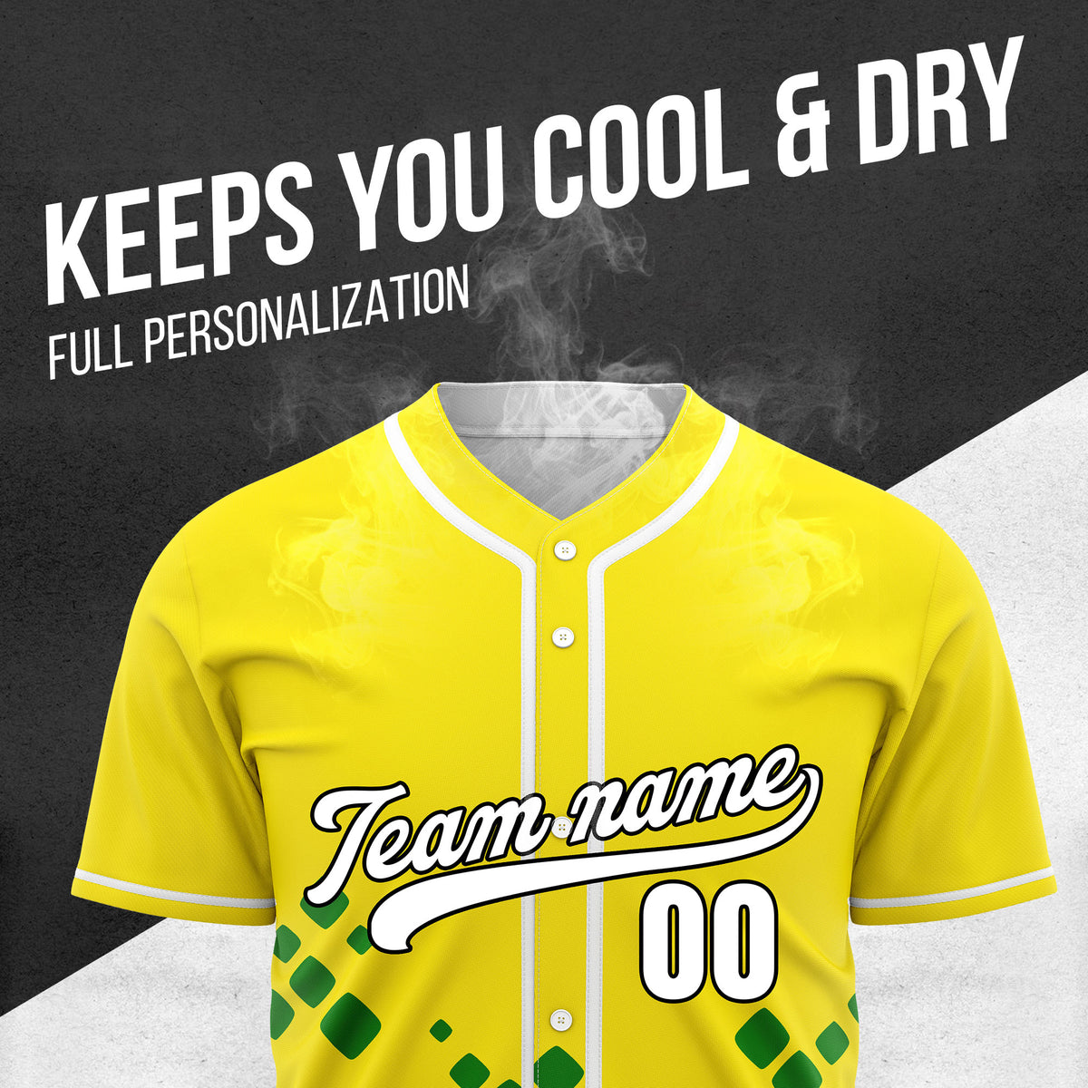 Custom Shadow Sparks Yellow Baseball Sports Jersey Personalized Uniform with Name & Number