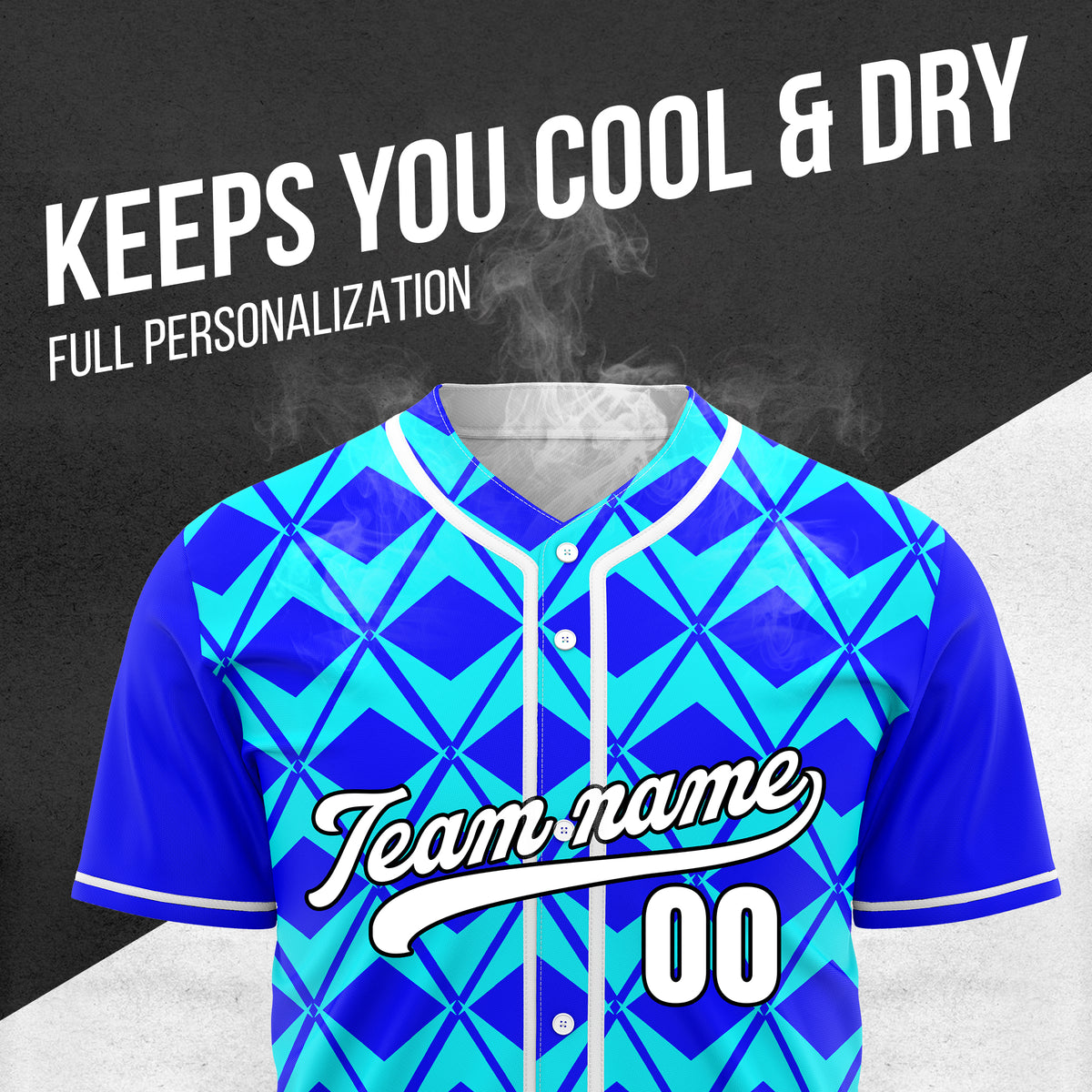 Custom Rhombus Blaze Blue Baseball Sports Jersey Personalized Uniform with Name & Number
