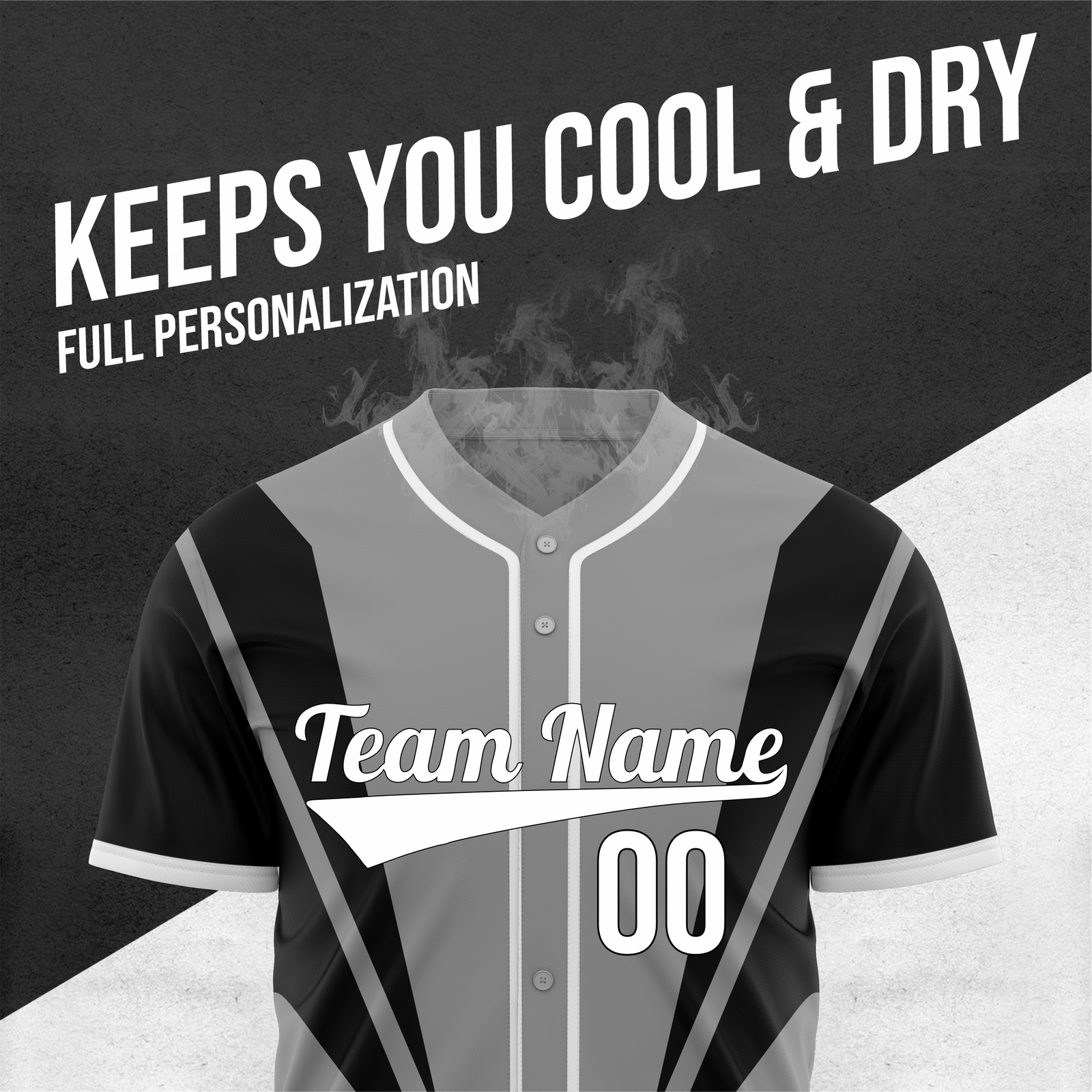 Custom Panel Flow Baseball Grey Sports Jersey Personalized Uniform with Name & Number