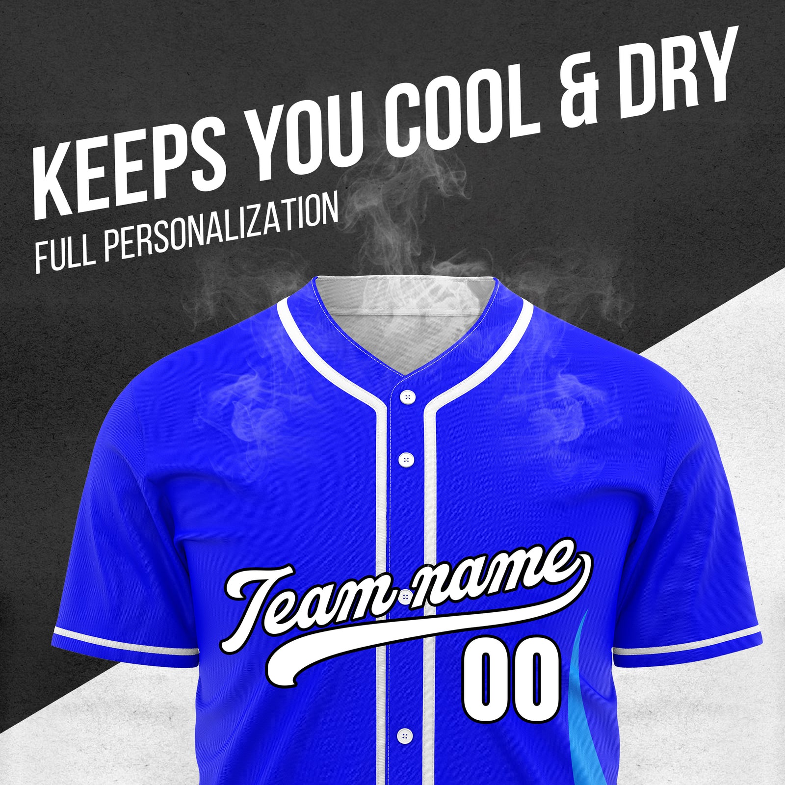 Custom Fire Pulse Blue Baseball Sports Jersey Personalized Uniform with Name & Number