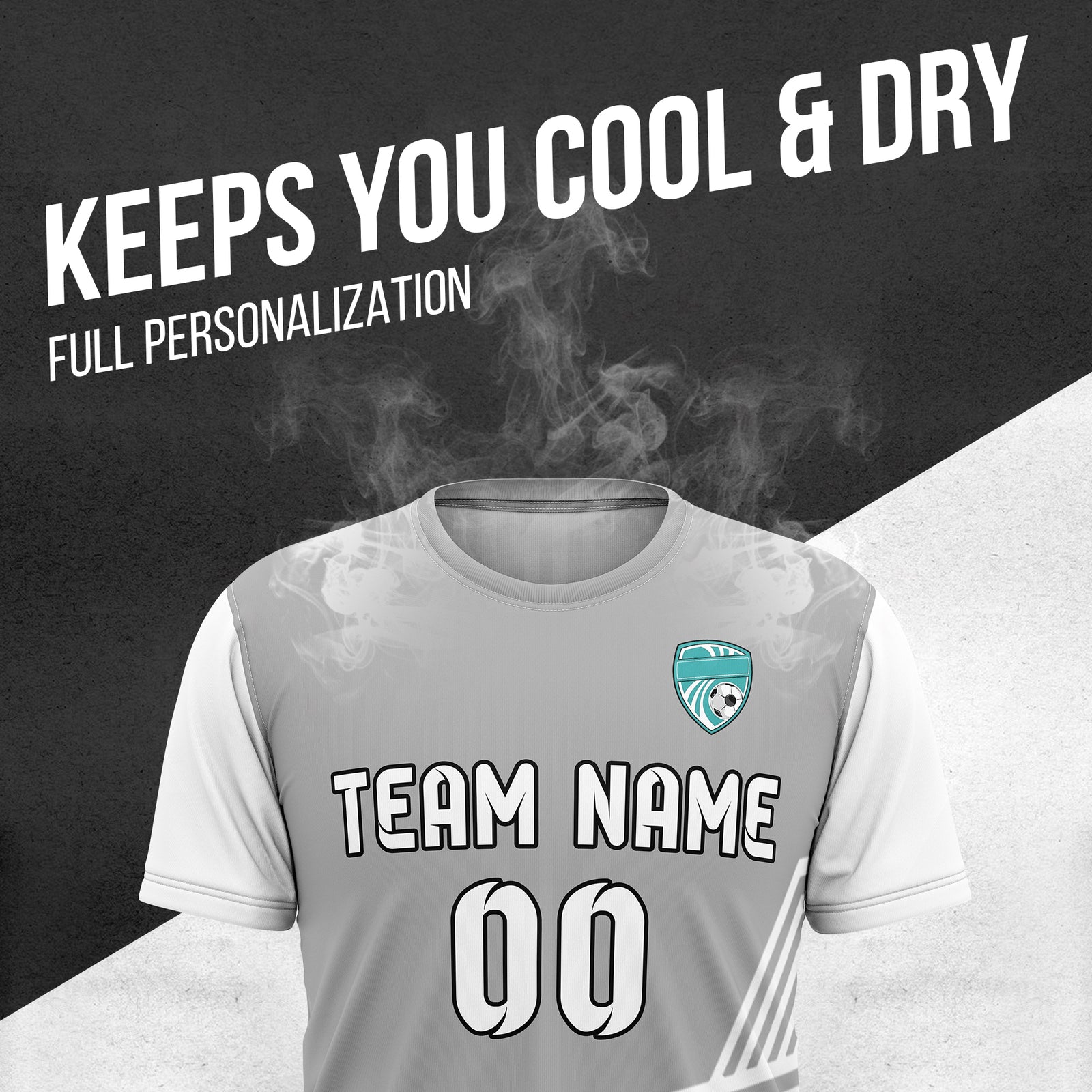 Custom Rapid Line R Side Pattern Grey Soccer sport Tops Jersey
