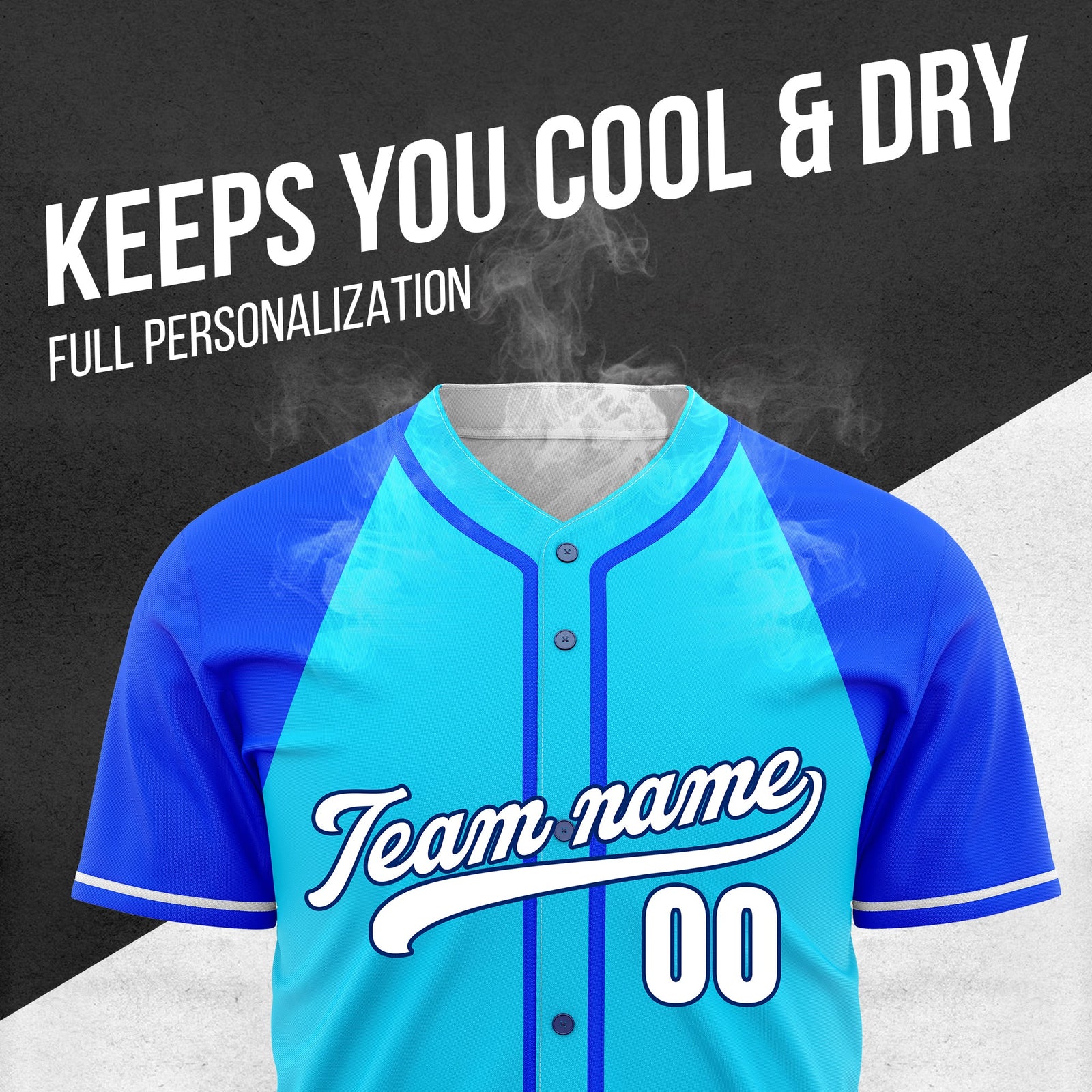 Custom Baseline Baseball Aqua Sports Jersey Personalized Uniform with Name & Number
