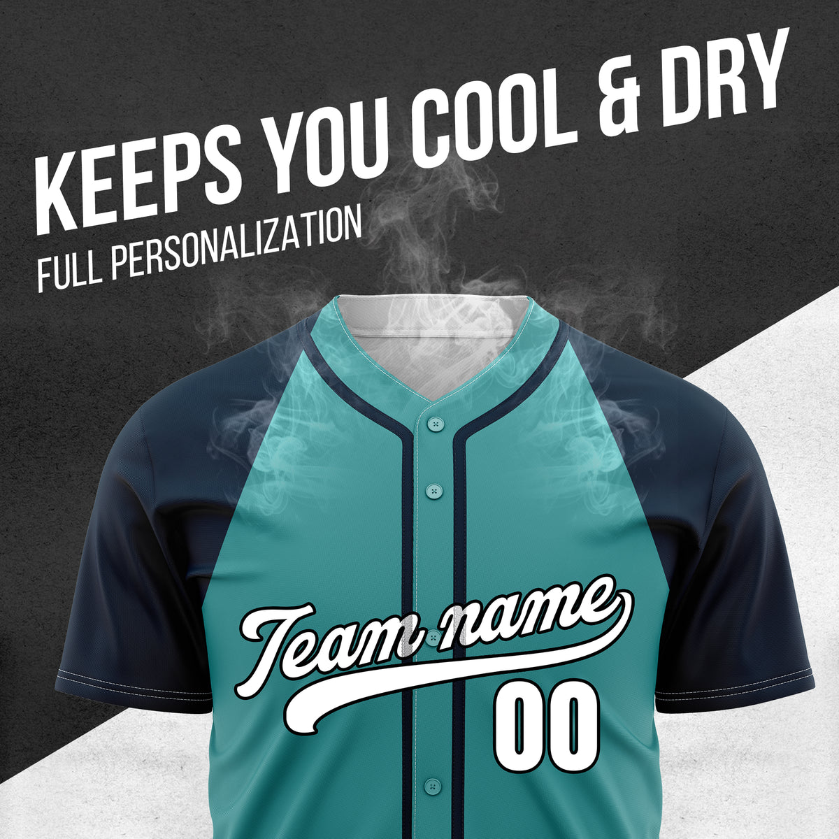 Custom Baseline Baseball Teal Sports Jersey Personalized Uniform with Name & Number