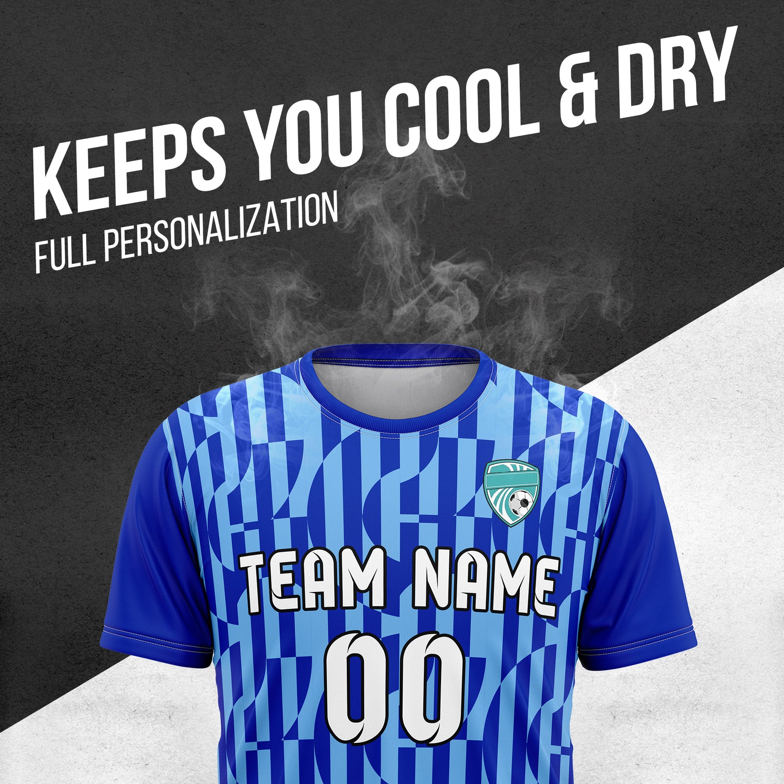 Custom Pulse Grid R-Full Pattern Soccer Navy Sport Tops Jersey