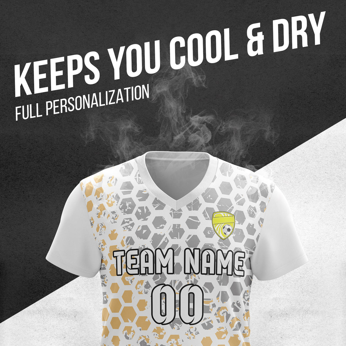 Custom Hex V-Full Pattern White Soccer sport Tops Jersey