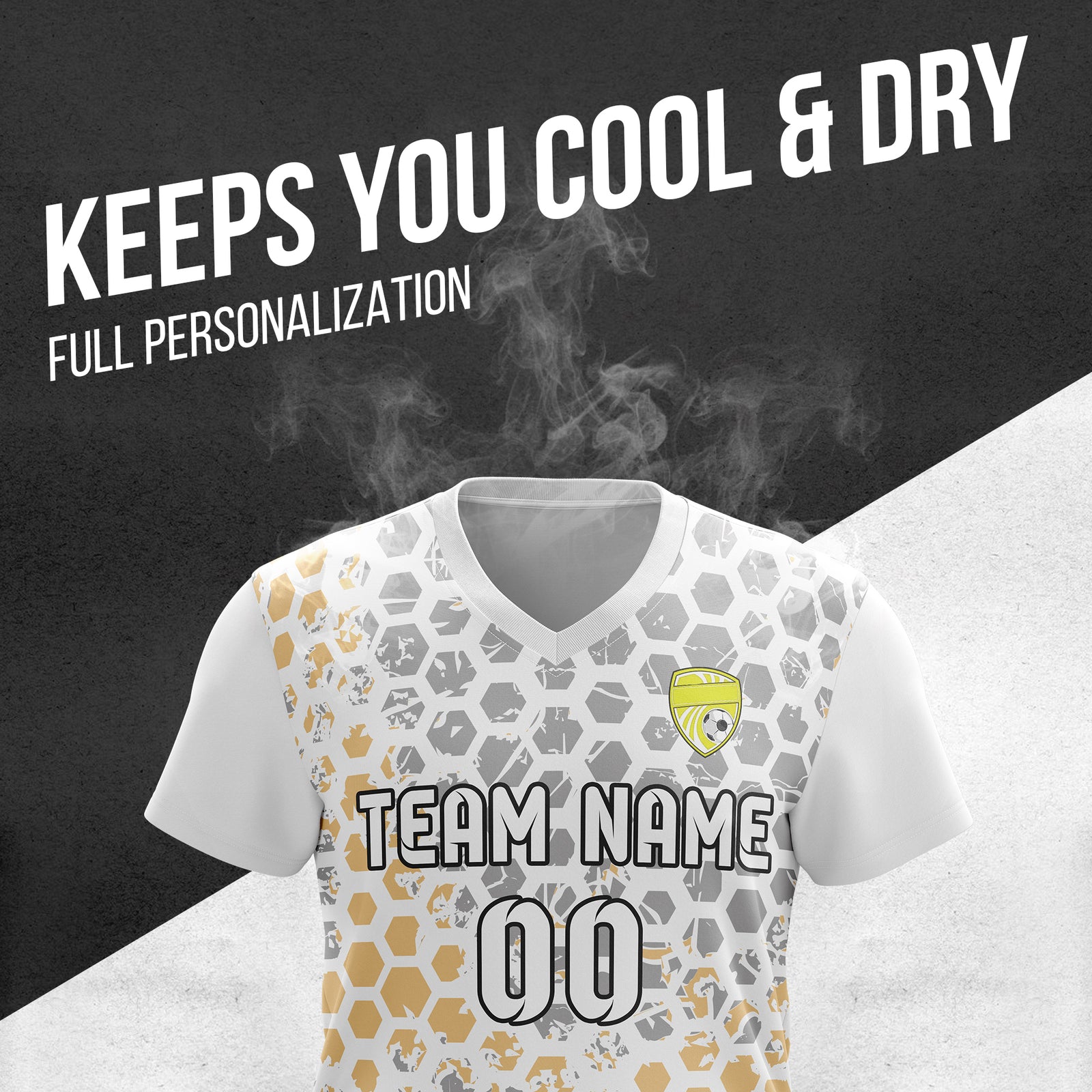 Custom Hex V-Full Pattern White Soccer sport Tops Jersey