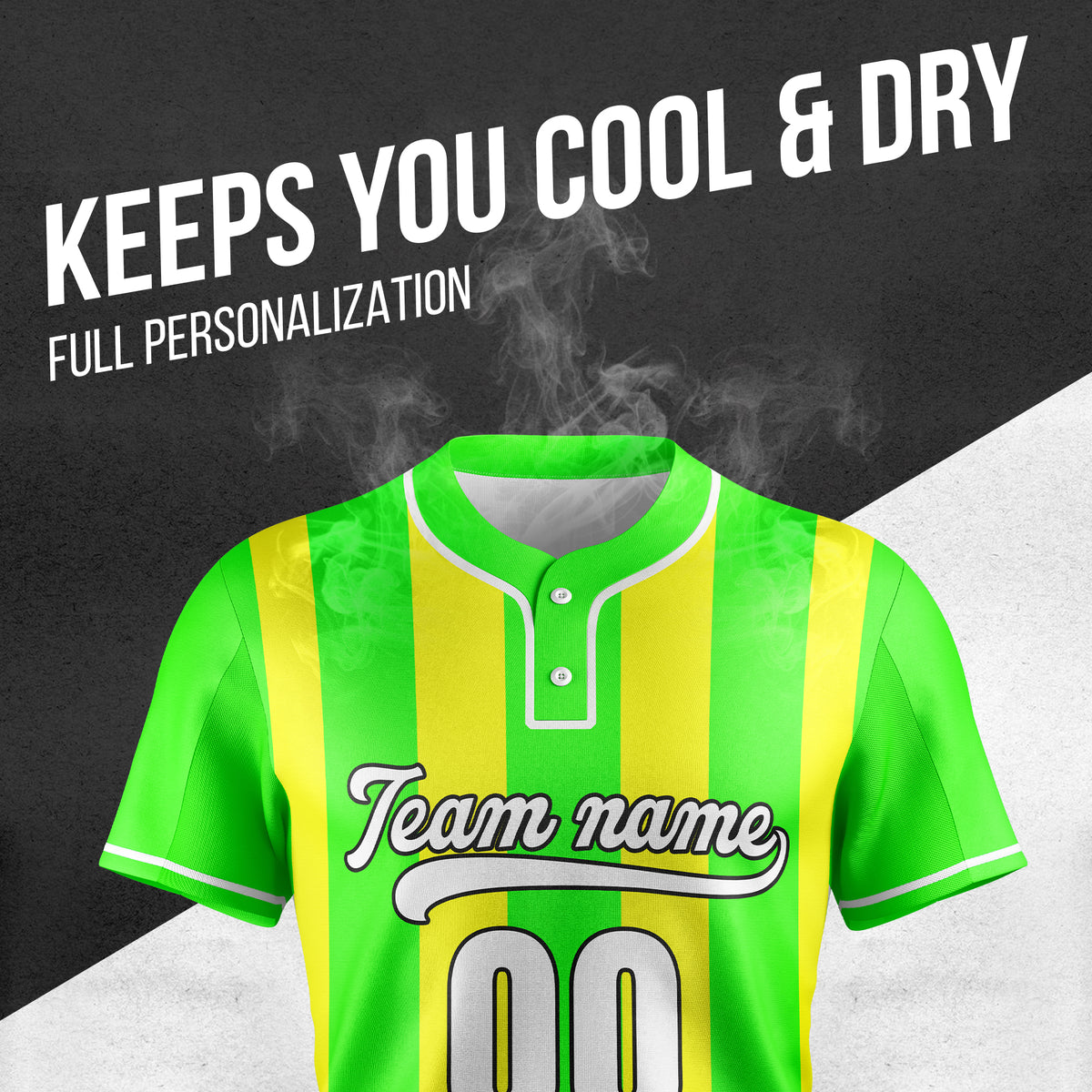 Custom Dual Stripe Neon Green Baseball Sports Jersey Personalized Uniform with Name & Number