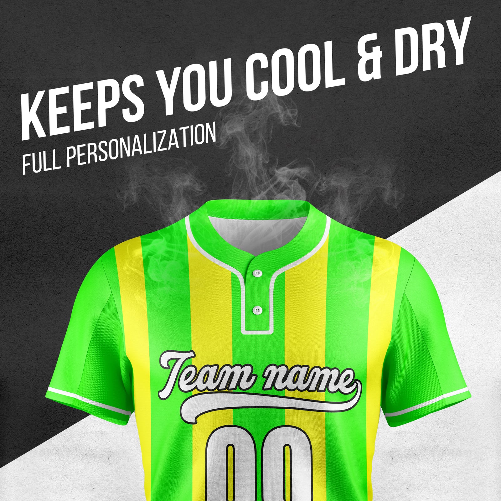Custom Dual Stripe Neon Green Baseball Sports Jersey Personalized Uniform with Name & Number