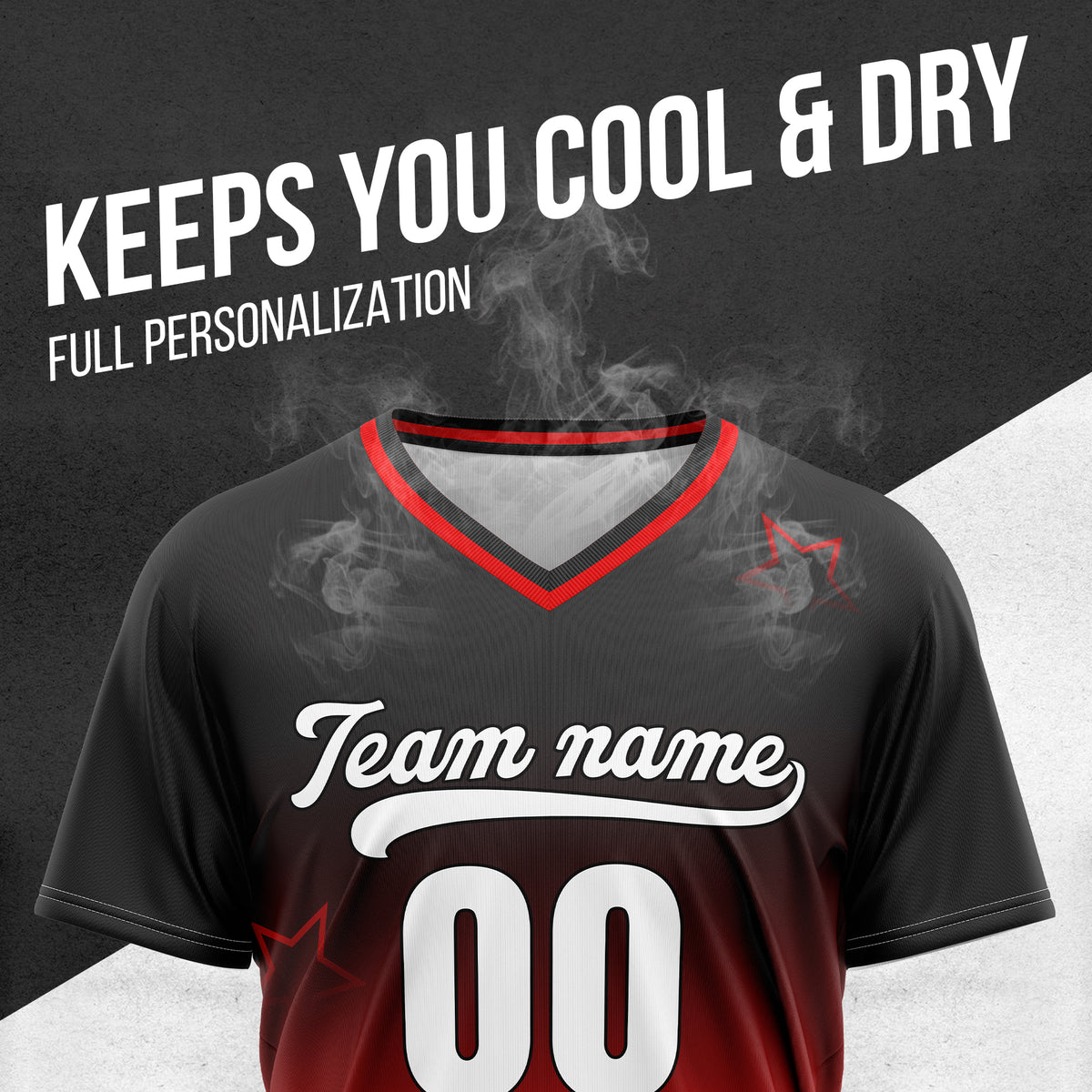 Custom Star Gradient Baseball Red Sports Jersey Personalized Uniform with Name & Number