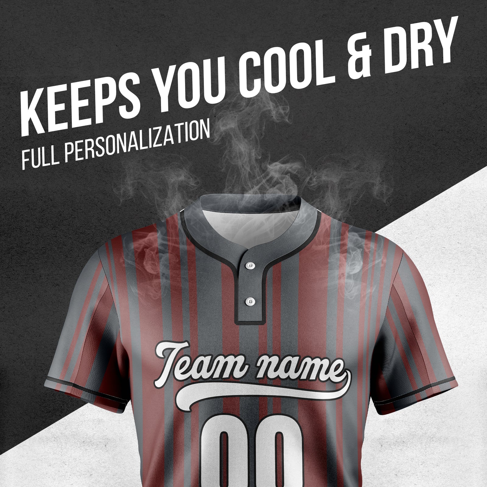 Custom Stripe Fusion Dark Grey Baseball Sports Jersey Personalized Uniform with Name & Number
