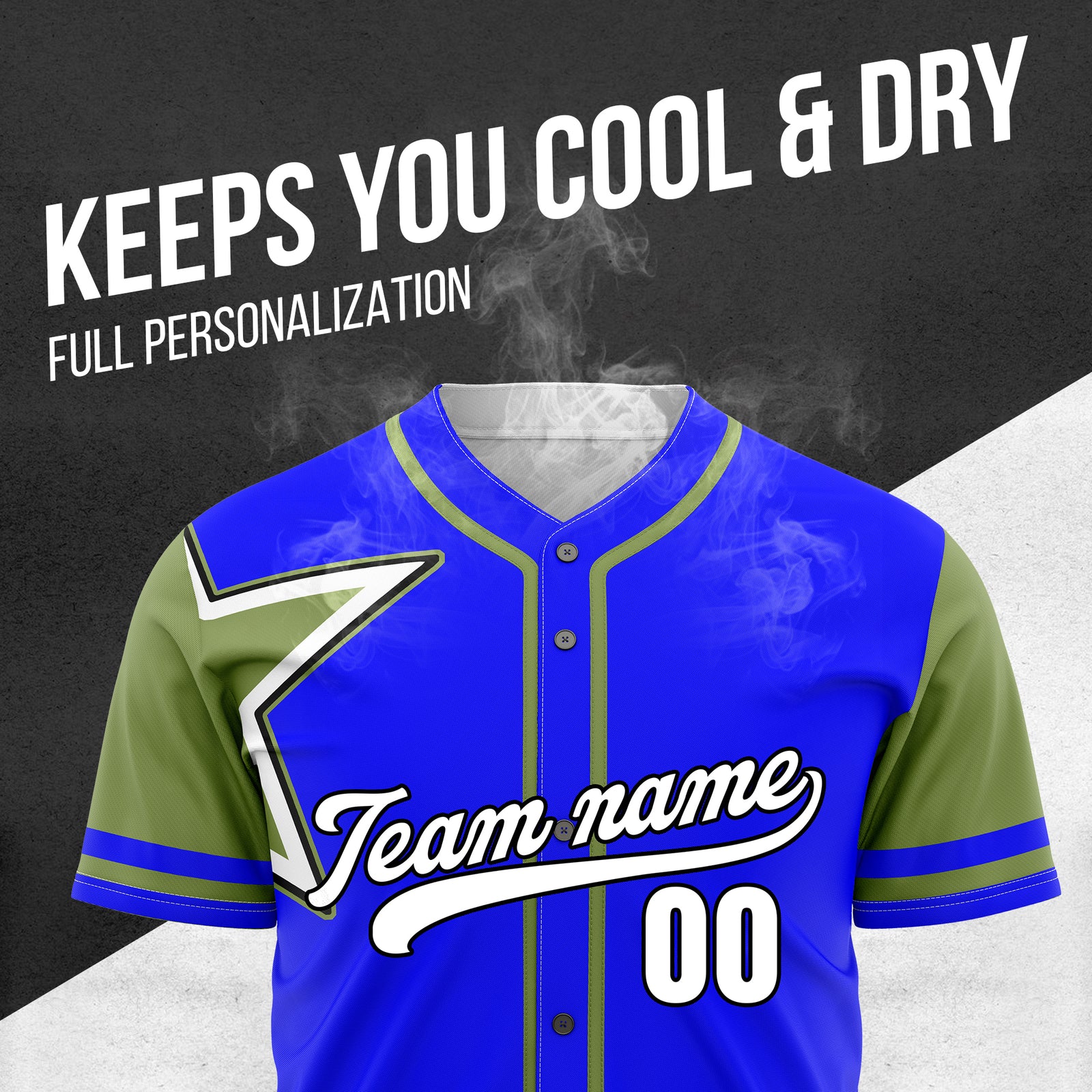 Custom Star Classic Baseball Blue Sports Jersey Personalized Uniform with Name & Number