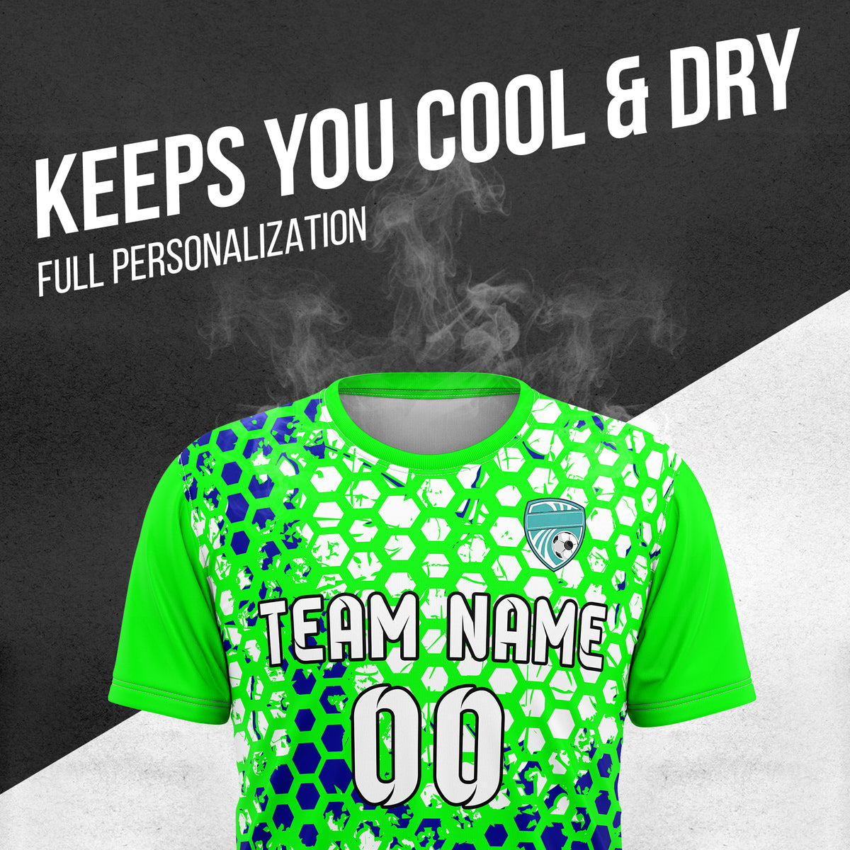 Custom Hex R-Full Pattern Soccer Neon Green Sport Tops Jersey