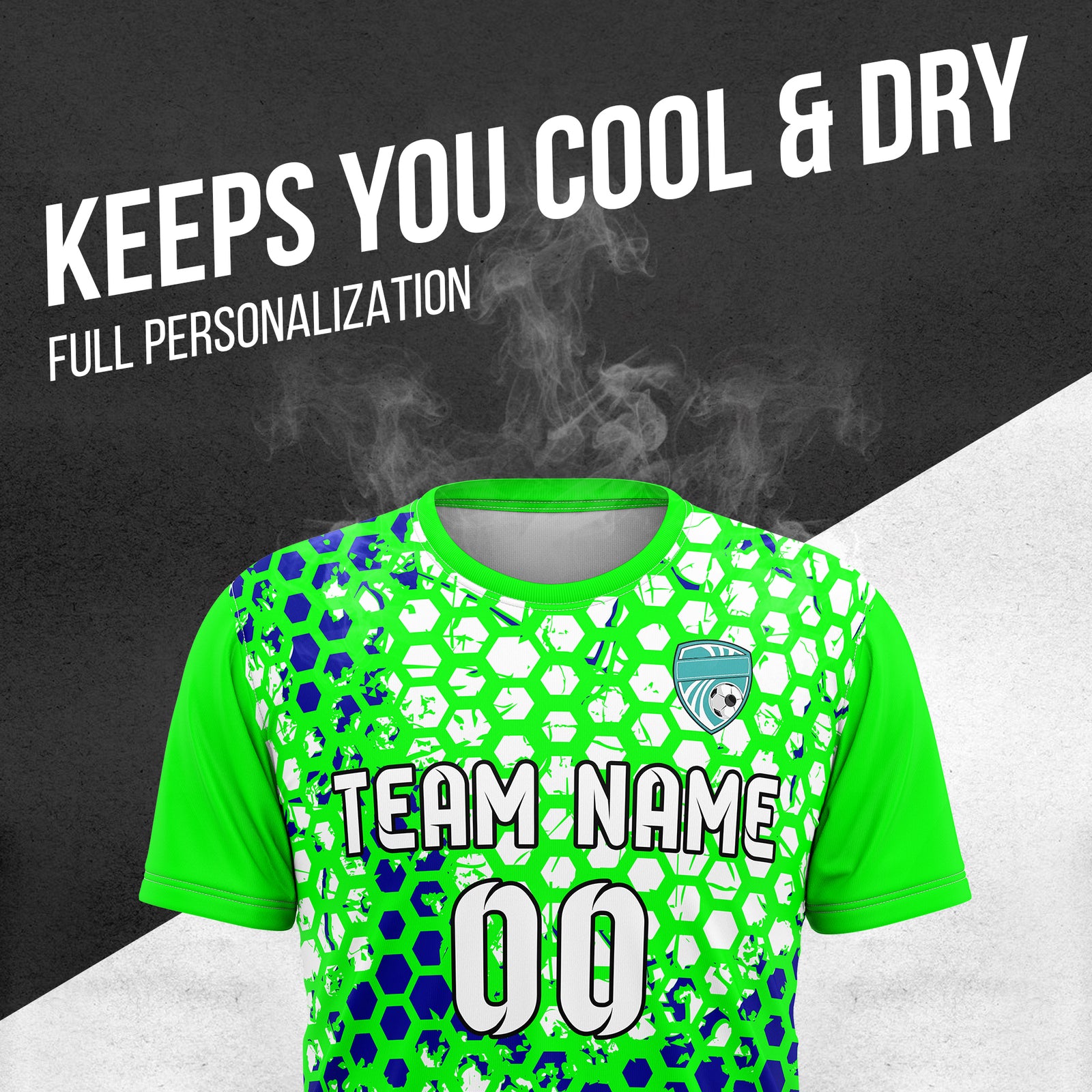 Custom Hex R-Full Pattern Soccer Neon Green Sport Tops Jersey