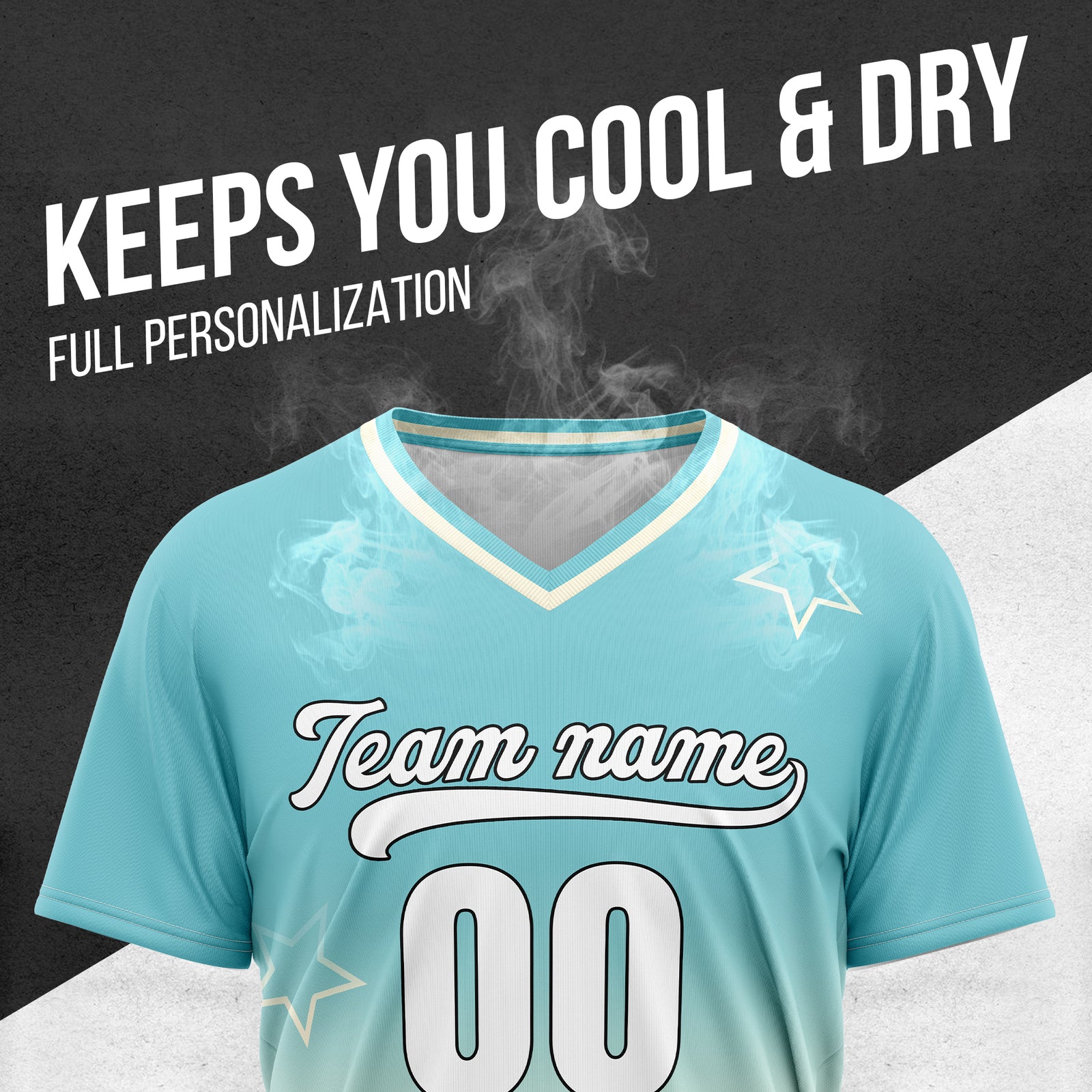 Custom Star Gradient Baseball Aqua Sports Jersey Personalized Uniform with Name & Number