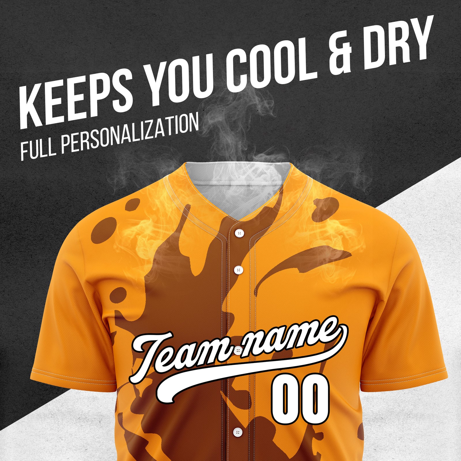 Custom Ink Splash Orange Baseball Sports Jersey Personalized Uniform with Name & Number