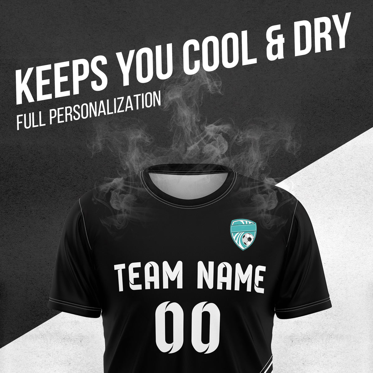 Custom WaveLine Stripe Black Soccer sport Tops Jersey