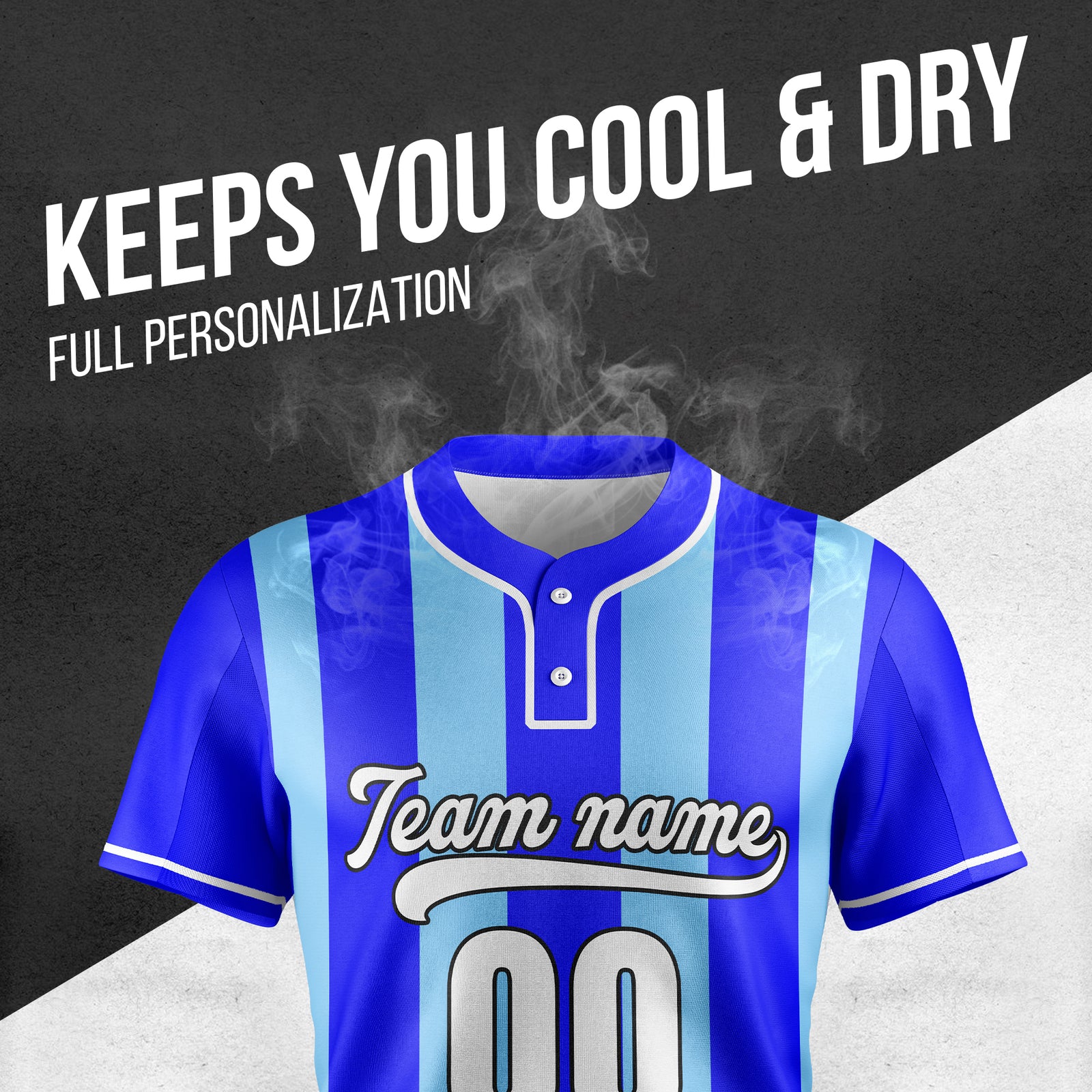 Custom Dual Stripe Blue Baseball Sports Jersey Personalized Uniform with Name & Number