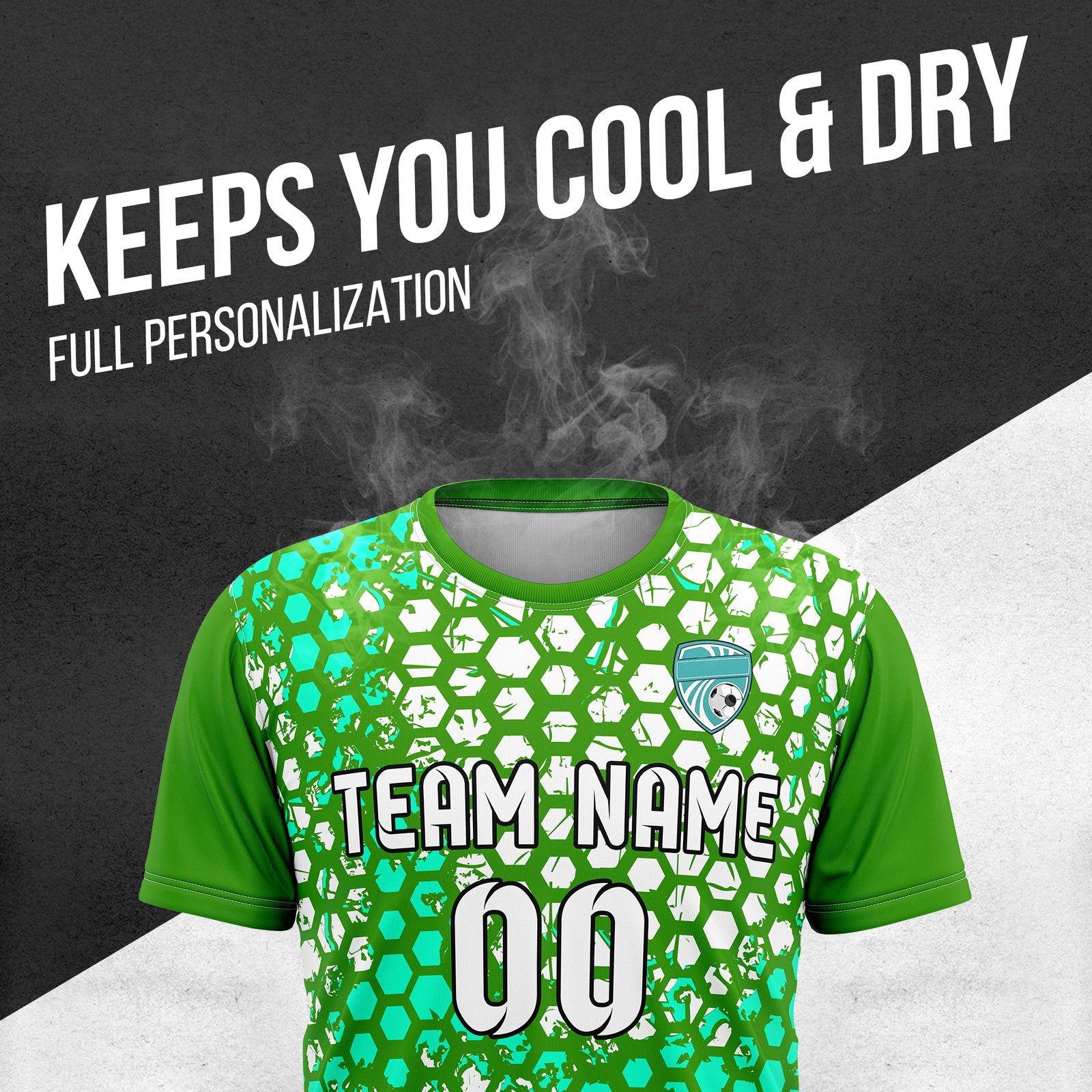 Custom Hex R-Full Pattern Soccer Green Sport Tops Jersey