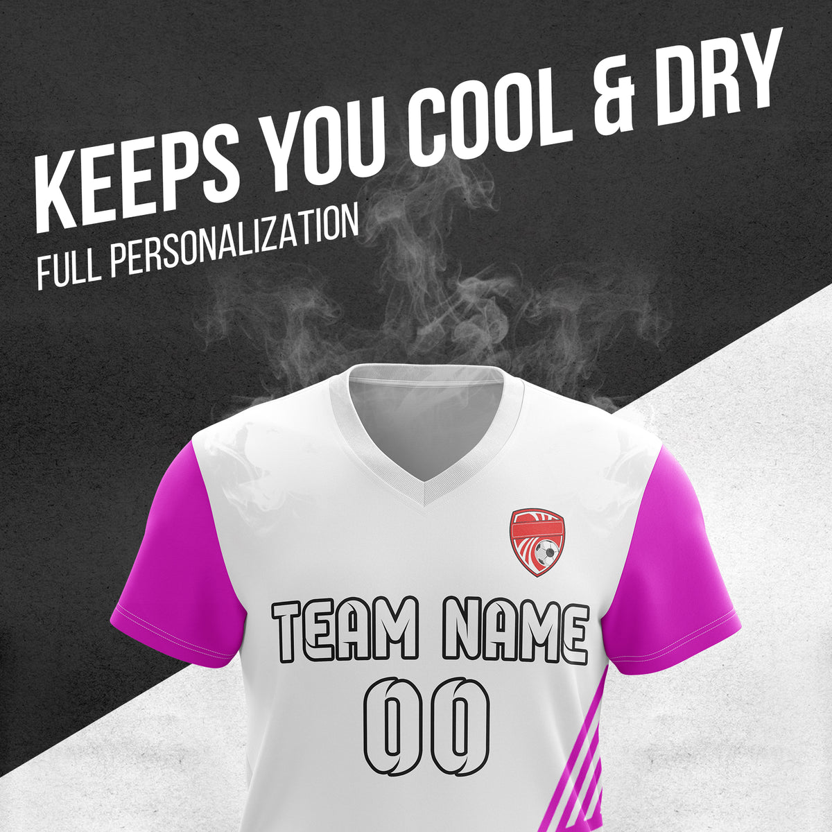 Custom Rapid Line V-Side Pattern White Soccer sport Tops Jersey