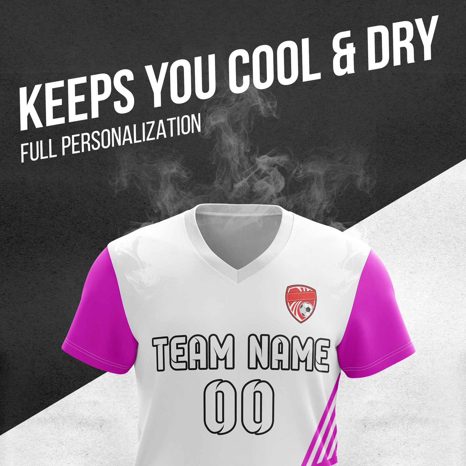 Custom Rapid Line V-Side Pattern White Soccer sport Tops Jersey