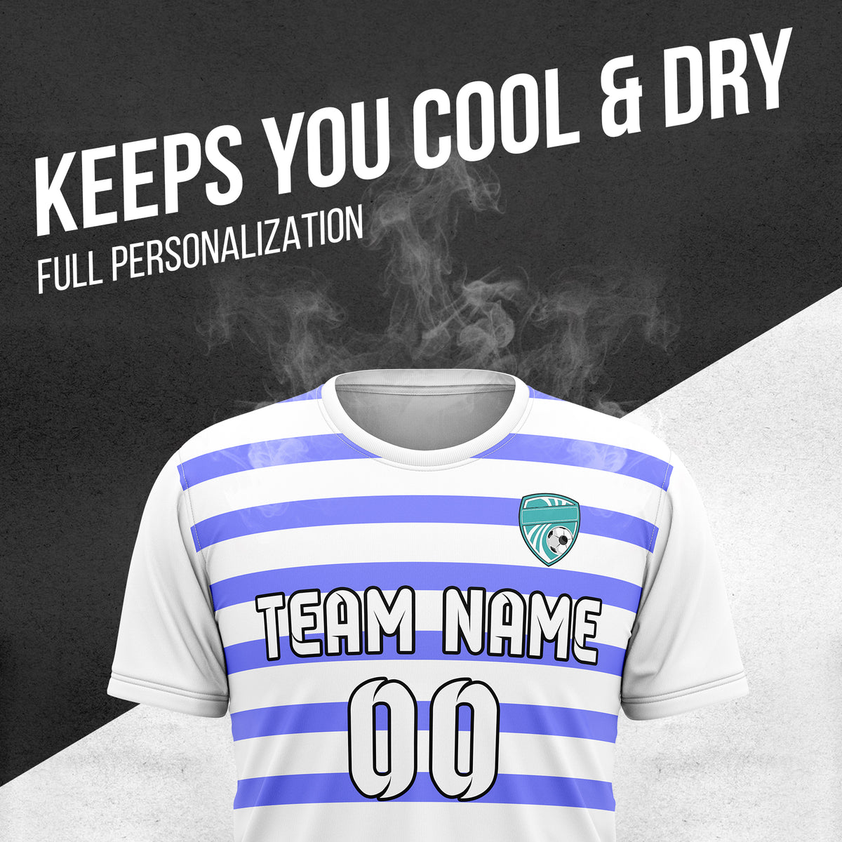 Custom Royal Stripe White Soccer sport Tops Jersey