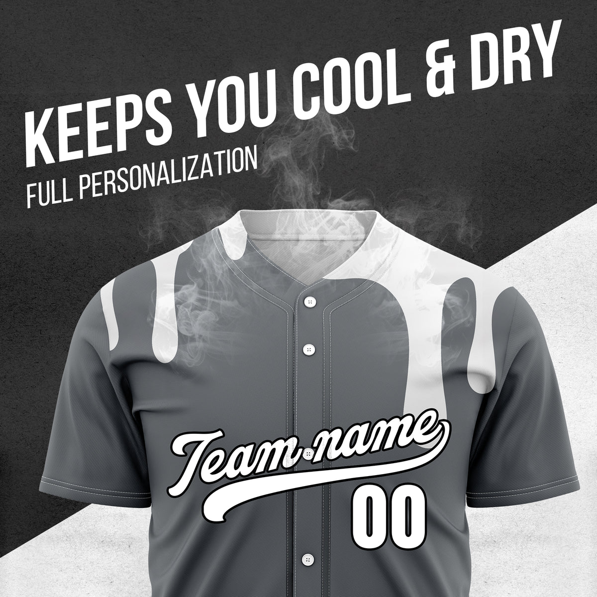 Custom Ink Dripline Dark Grey Sports Jersey Personalized Uniform with Name & Number