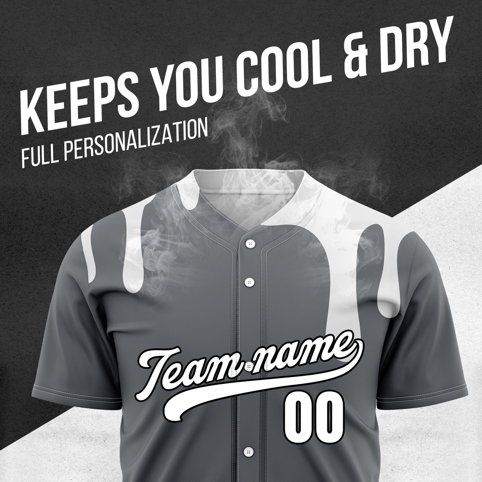 Custom Ink Dripline Dark Grey Sports Jersey Personalized Uniform with Name & Number