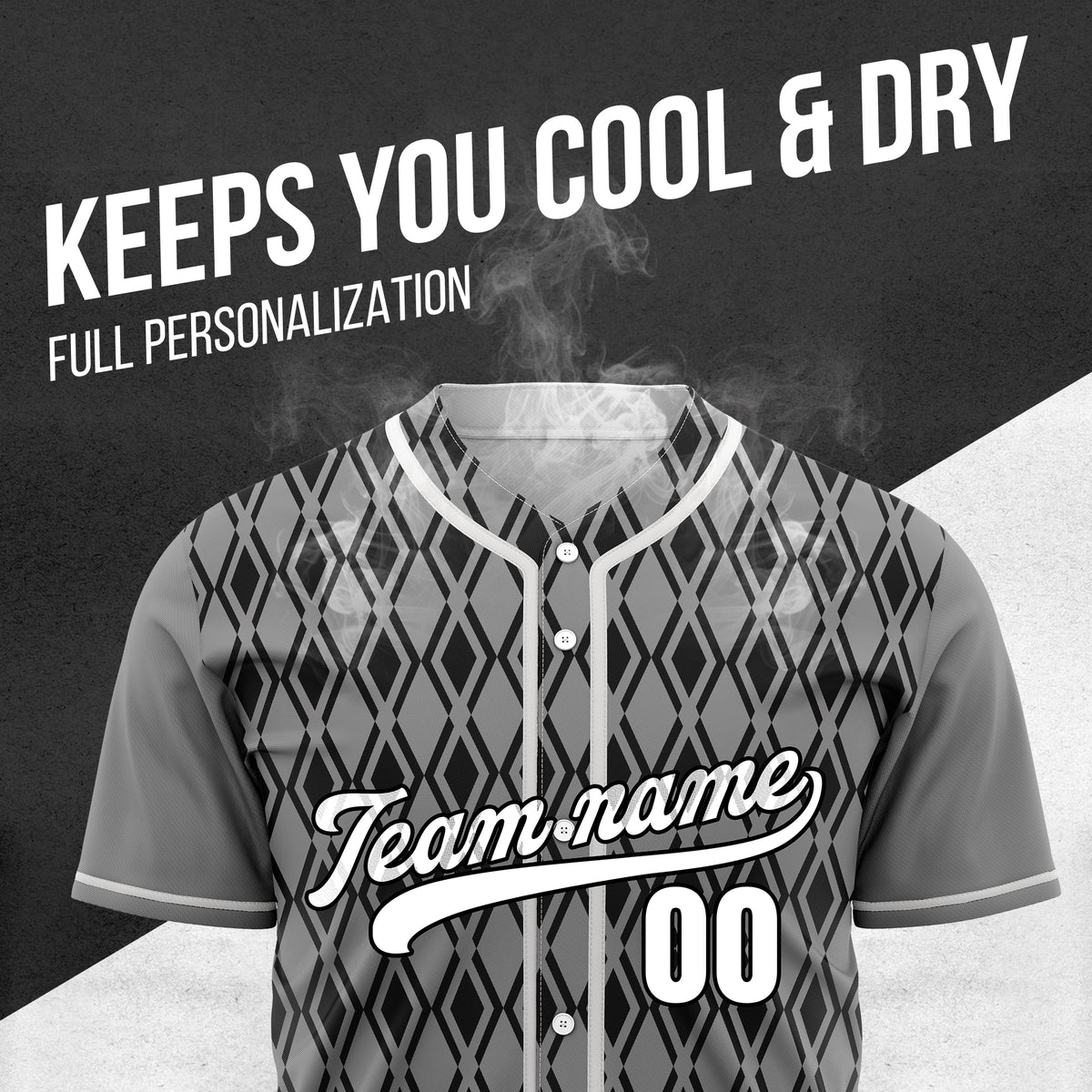 Custom Rhombic Edge Grey Baseball Sports Jersey Personalized Uniform with Name & Number