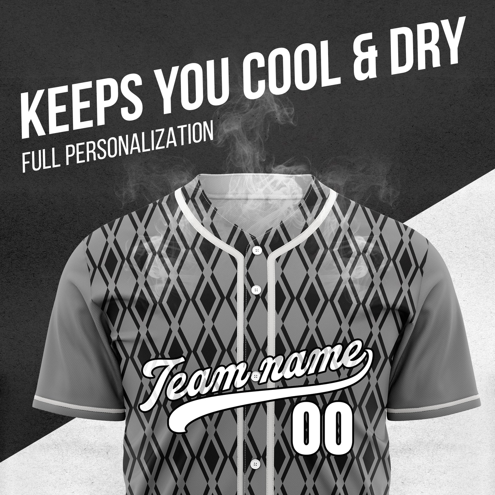 Custom Rhombic Edge Grey Baseball Sports Jersey Personalized Uniform with Name & Number