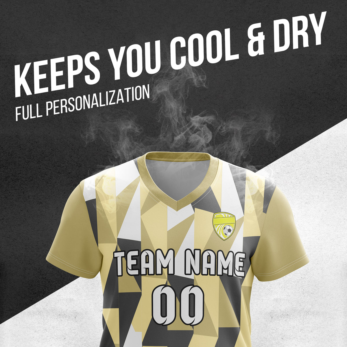 Custom Crystal V-Full Pattern khaki Soccer sport Tops Jersey