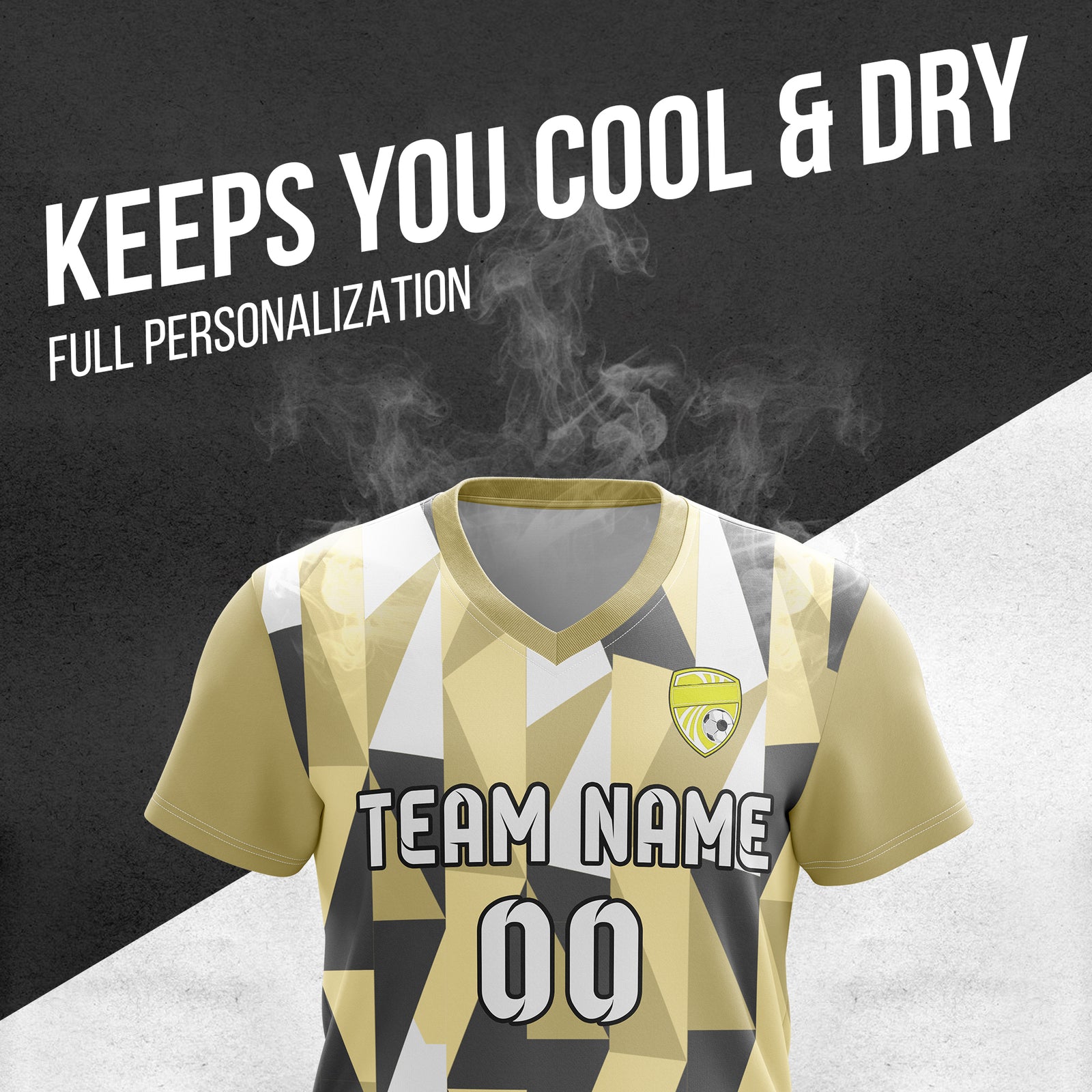 Custom Crystal V-Full Pattern khaki Soccer sport Tops Jersey