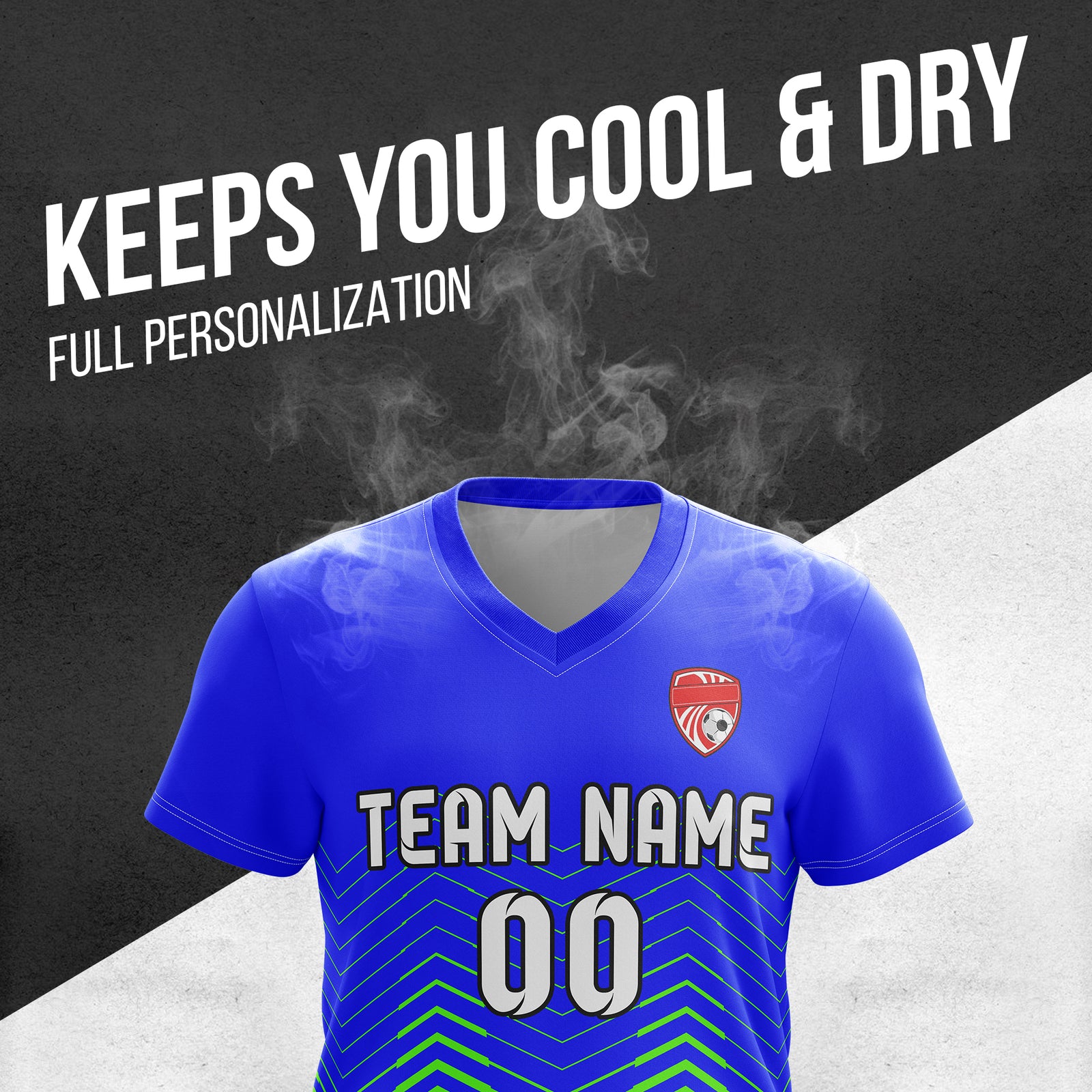 Custom Apex Strike V-Side Pattern Blue Soccer sport Tops Jersey