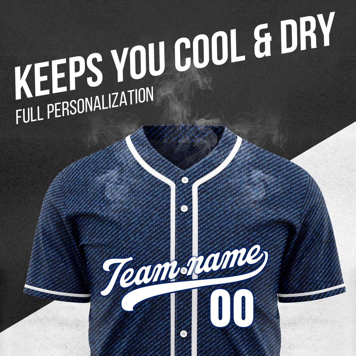 Custom Vintage Denim Baseball Sports Jersey Personalized Uniform with Name & Number