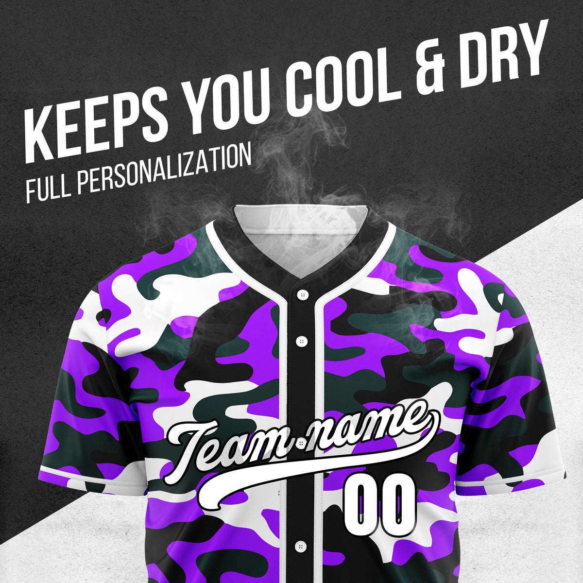 Custom Shadow Command Purple Baseball Sports Jersey Personalized Uniform with Name & Number