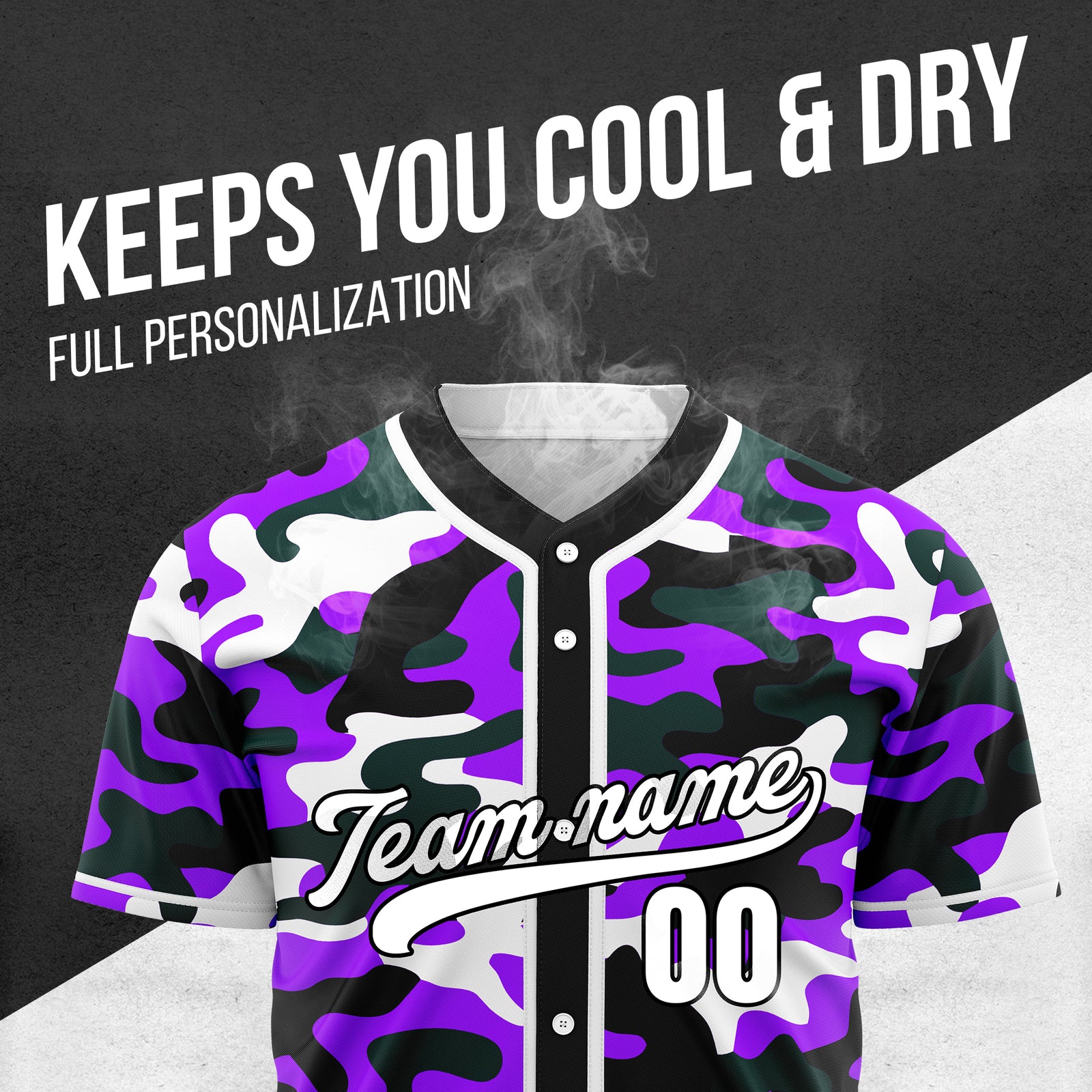 Custom Shadow Command Purple Baseball Sports Jersey Personalized Uniform with Name & Number