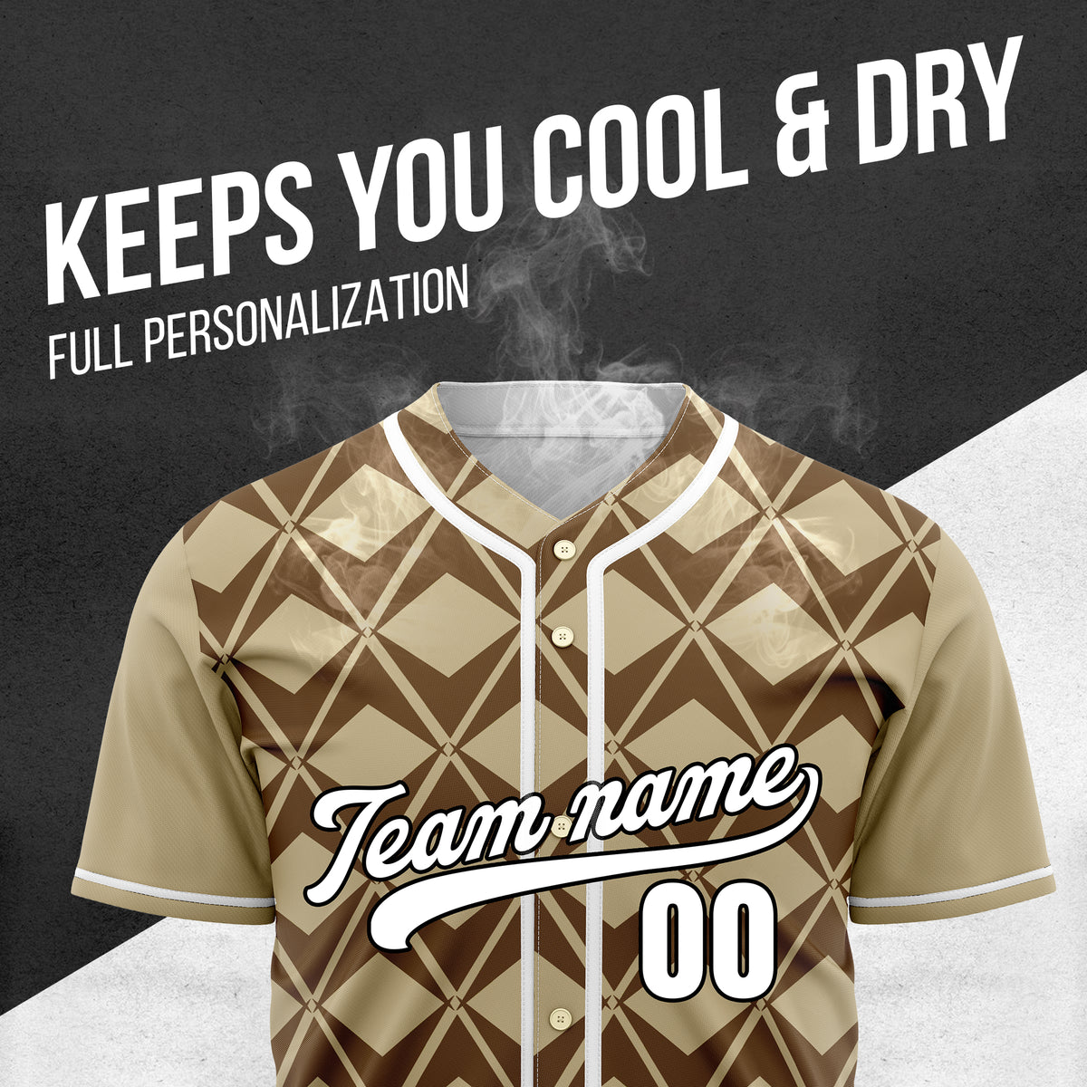 Custom Rhombus Blaze Khaki Baseball Sports Jersey Personalized Uniform with Name & Number