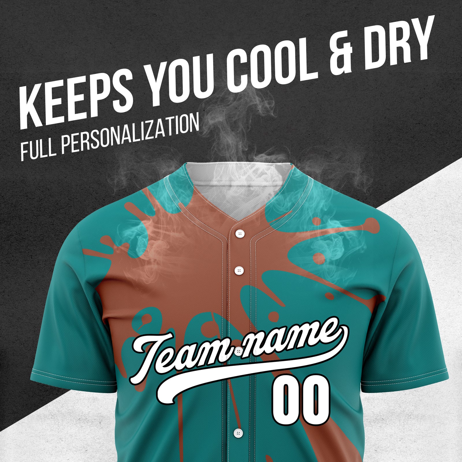 Custom Paint Burst Teal Sports Jersey Personalized Uniform with Name & Number