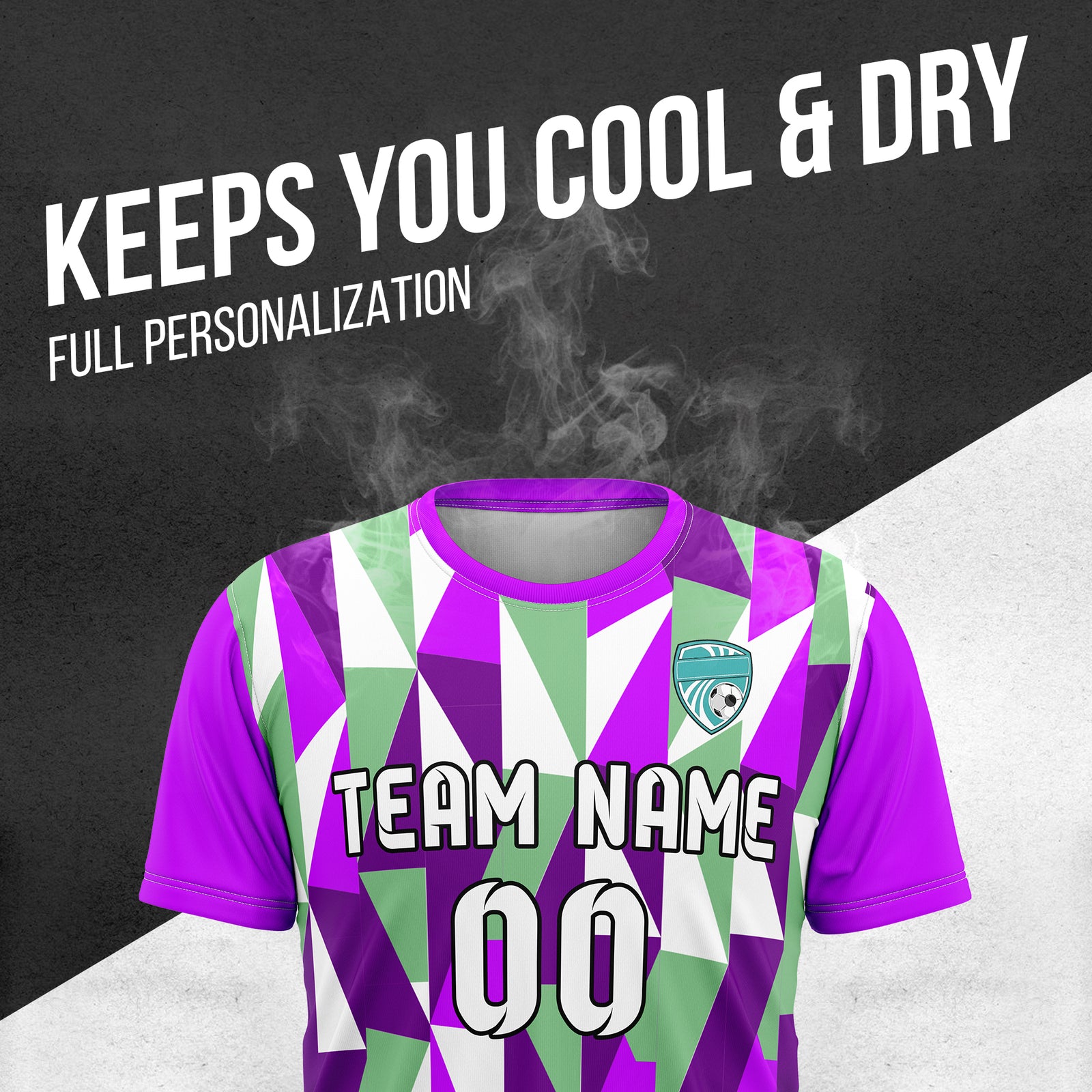Custom Crystal R-Full Pattern Soccer Purple Sport Tops Jersey