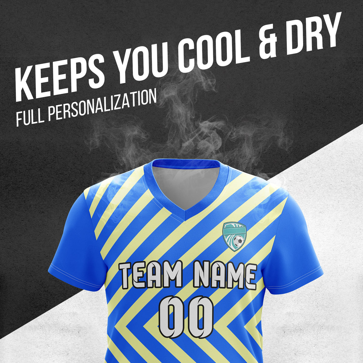 Custom Swift Stripe V-Neck Blue Soccer sport Tops Jersey