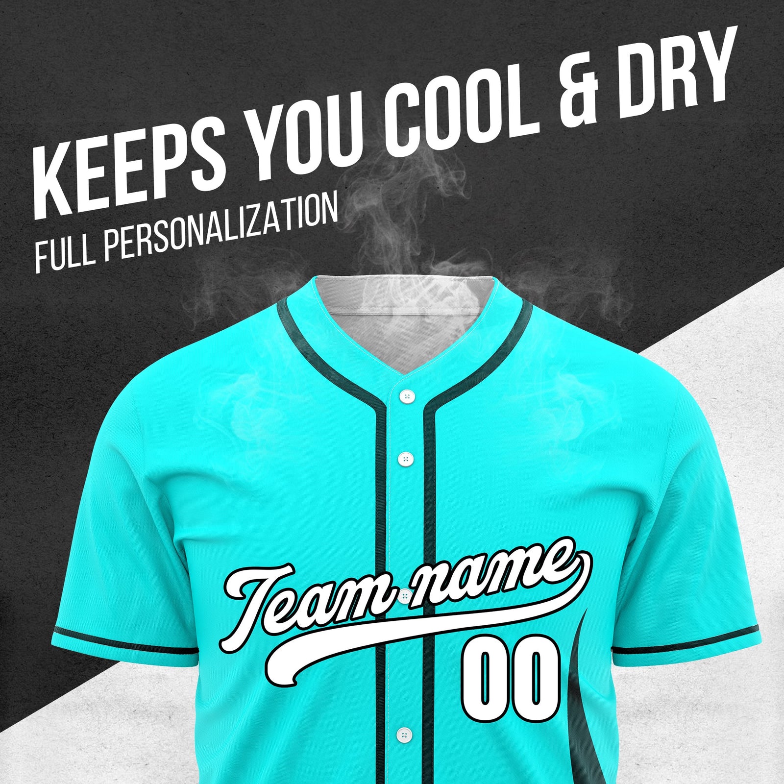 Custom Fire Pulse Aqua Baseball Sports Jersey Personalized Uniform with Name & Number