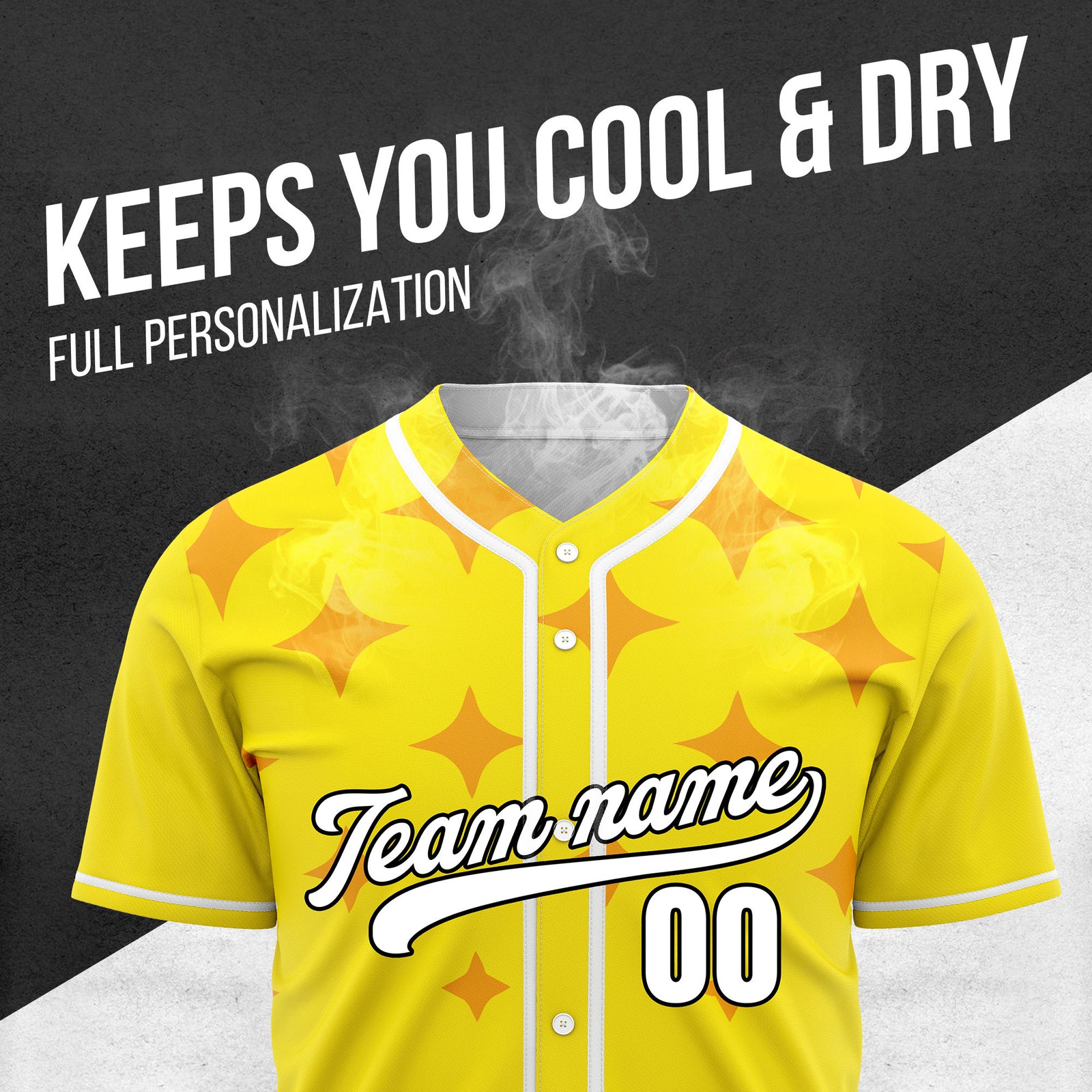 Custom Starlight Yellow Baseball Sports Jersey Personalized Uniform with Name & Number