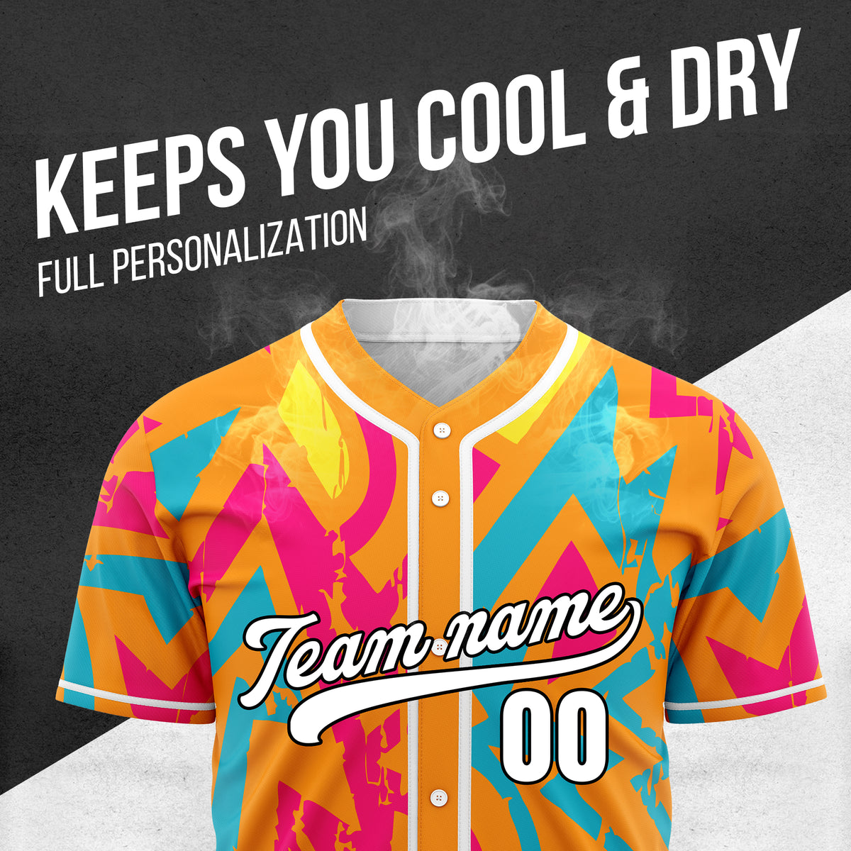 Custom Splash Orange Baseball Sports Jersey Personalized Uniform with Name & Number