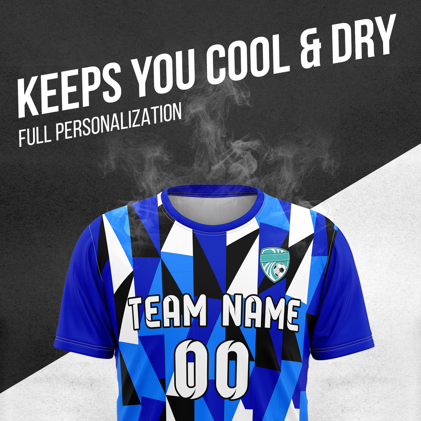 Custom Crystal R-Full Pattern Soccer Navy Sport Tops Jersey